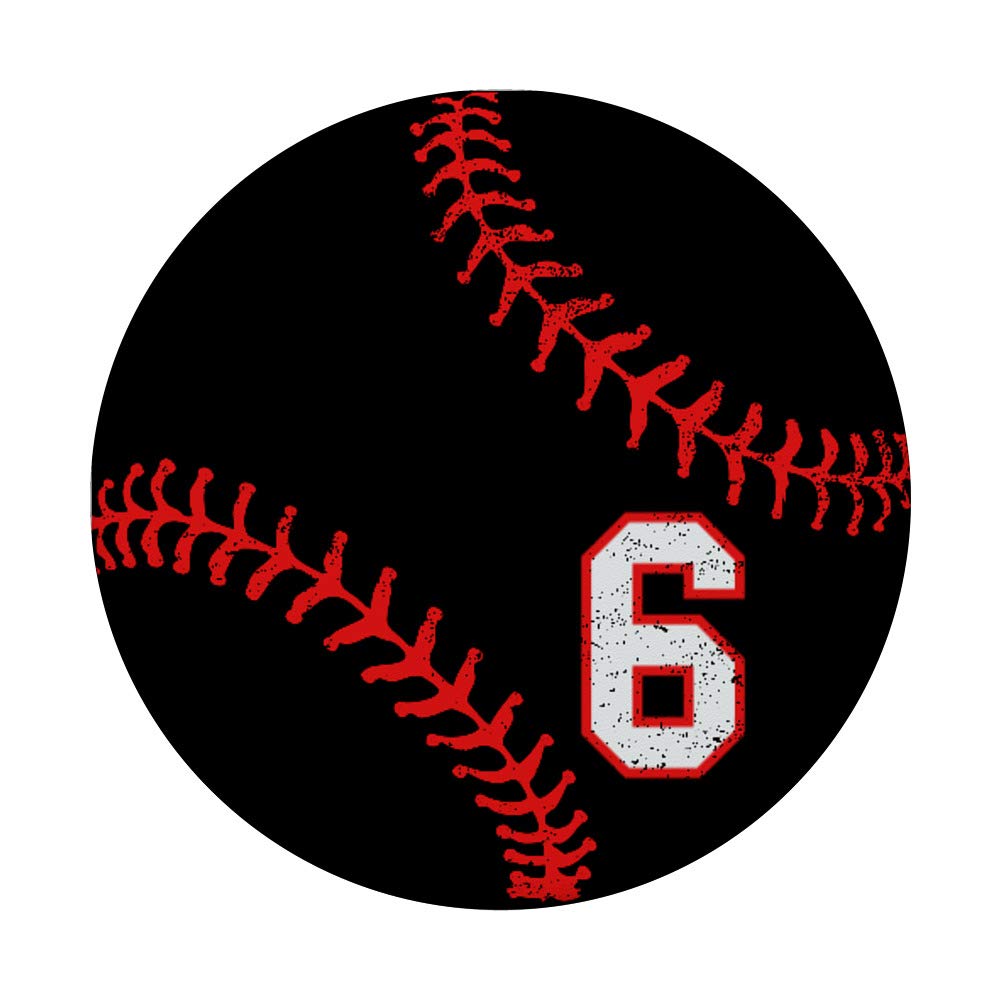 Red and Black Baseball Number 6 Phone Stand - Perfect for Sports Fans, Office Desks & Home Decor