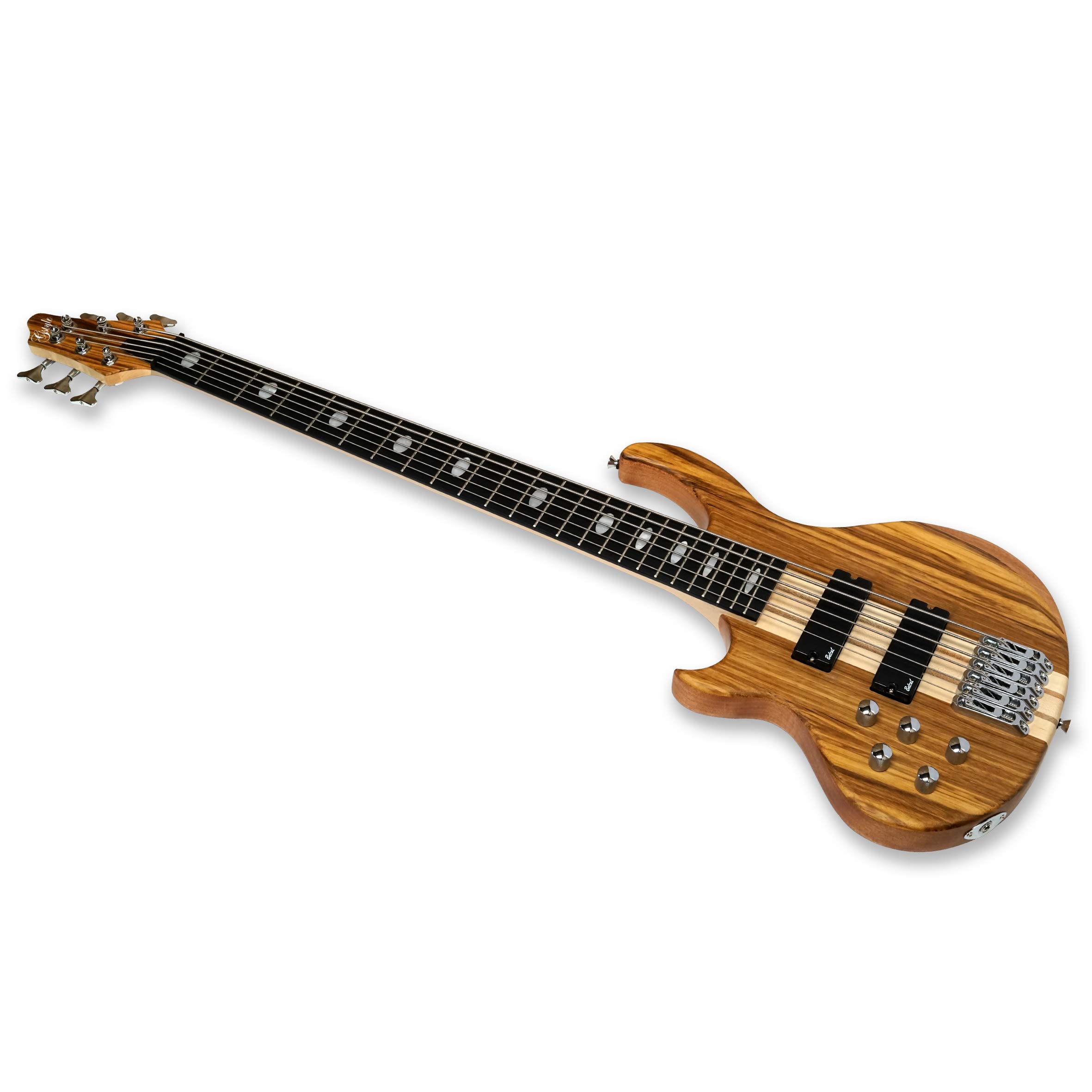 Premium Left-Handed 6-String Electric Bass Guitar - Millettia Laurentii & Okoume Body with Maple Neck - Perfect for Live Performances, Studio Recording & Bass Practice