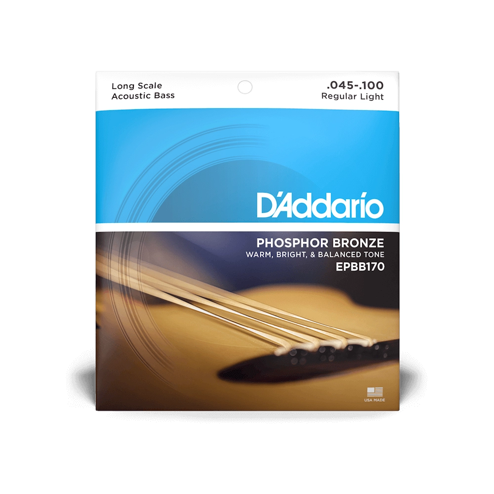 D'Addario Regular Light Long Scale Acoustic Bass Strings 45-100 Gauge - Perfect for Studio Recording & Live Performances
