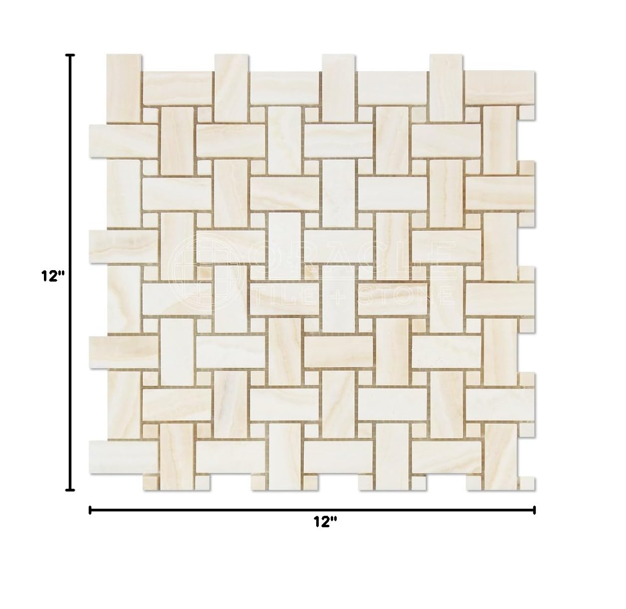 Premium White Onyx Basketweave Mosaic Tile with Polished Dots - Vein-Cut Design - 5 Sheets per Box - Perfect for Bathroom Backsplash, Kitchen Accent Wall & Luxury Home Decor