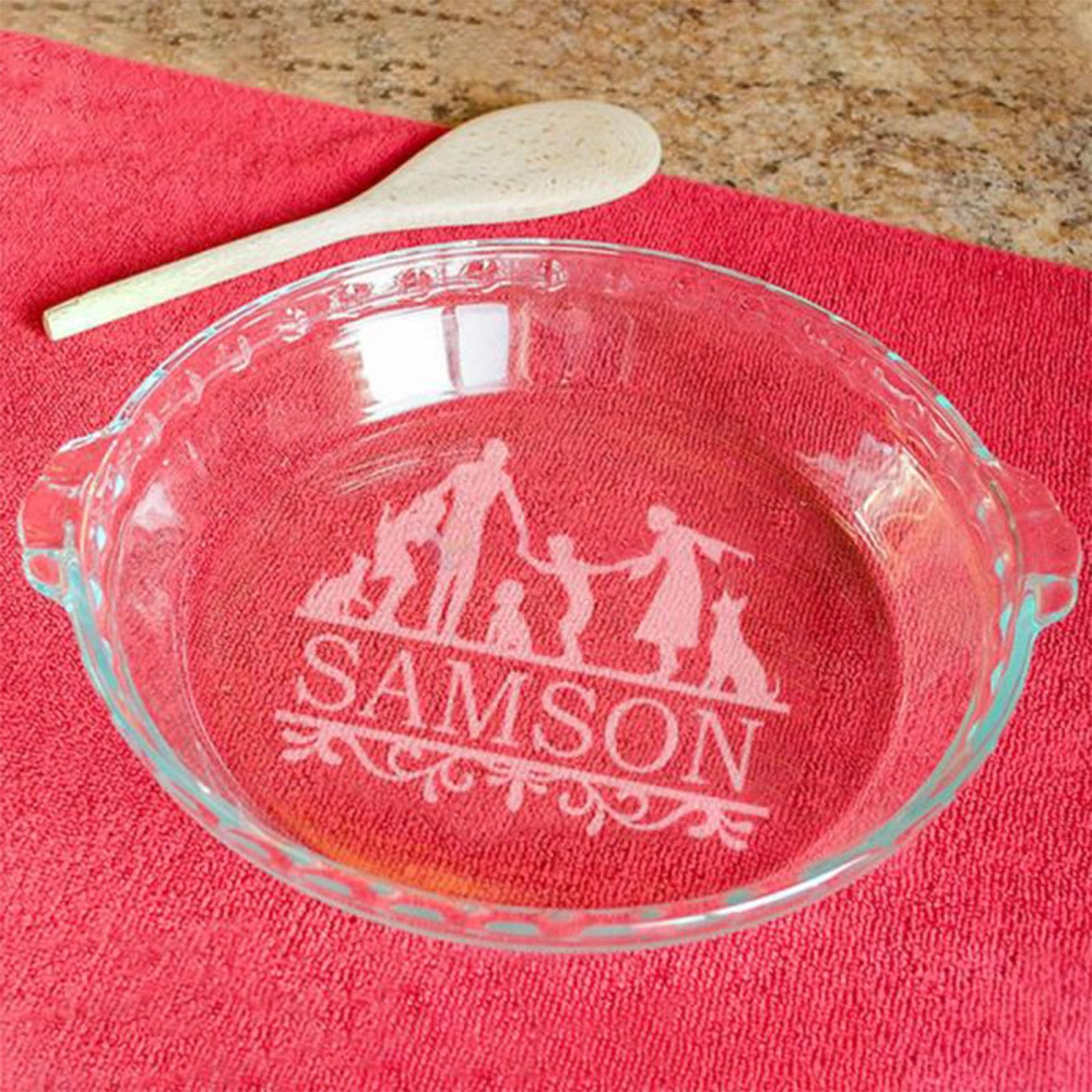 Custom Engraved 9-Inch Pyrex Glass Pie Plate with Handles - Personalized Baking Dish for Pies, Snacks, Salads & Desserts | Perfect for Holiday Baking, Family Gatherings & Potluck Parties