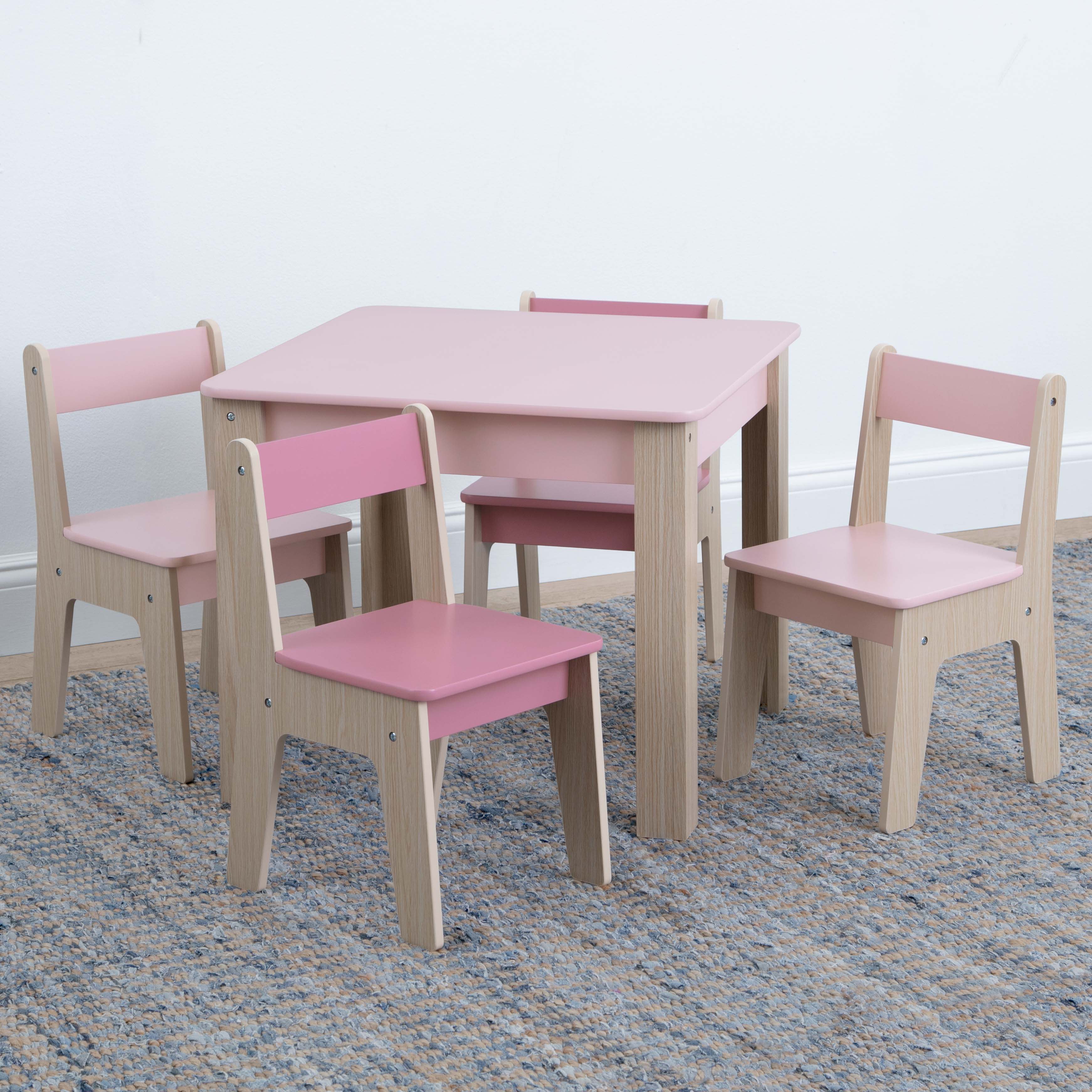 GapKids Table and 4 Chair Set - Wooden Kids Furniture for Dining, Studying & Play - Perfect for Playroom, Classroom or Children's Bedroom