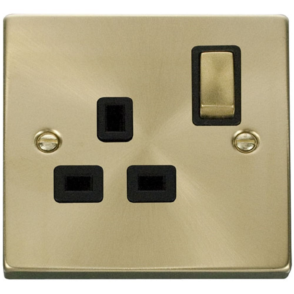 Click Deco Satin Brass 13A Single Socket VPSB535BK - Premium Electrical Outlet for Home & Office Decor | Perfect for Living Rooms, Bedrooms & Modern Interiors