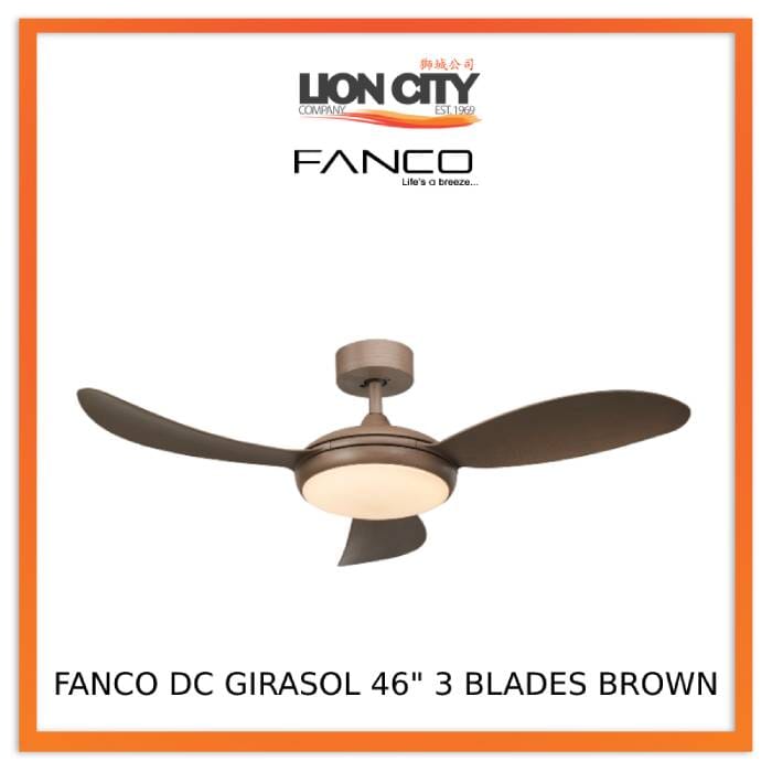 Fanco Girasol 46 Inch 3-Blade DC Ceiling Fan with Remote Control - Quiet & Energy Efficient for Bedroom, Living Room, and Office