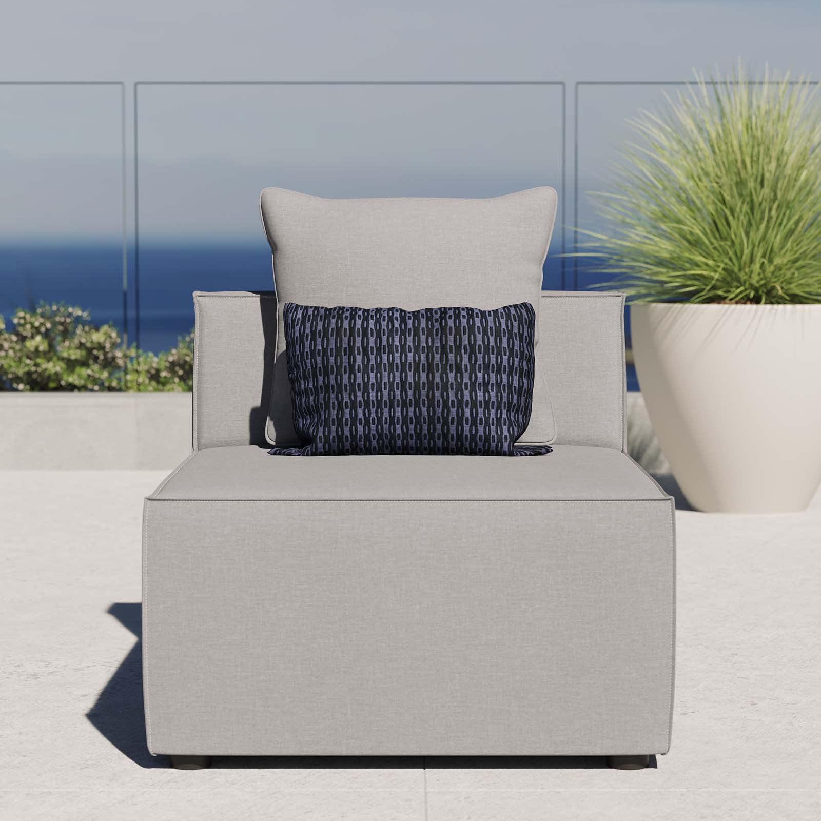 Modern Grey Sofa Middle Chair - Waterproof & UV Resistant for Outdoor Patio, Balcony, Cafe, Bistro, Garden, Hotel & Hospitality Use