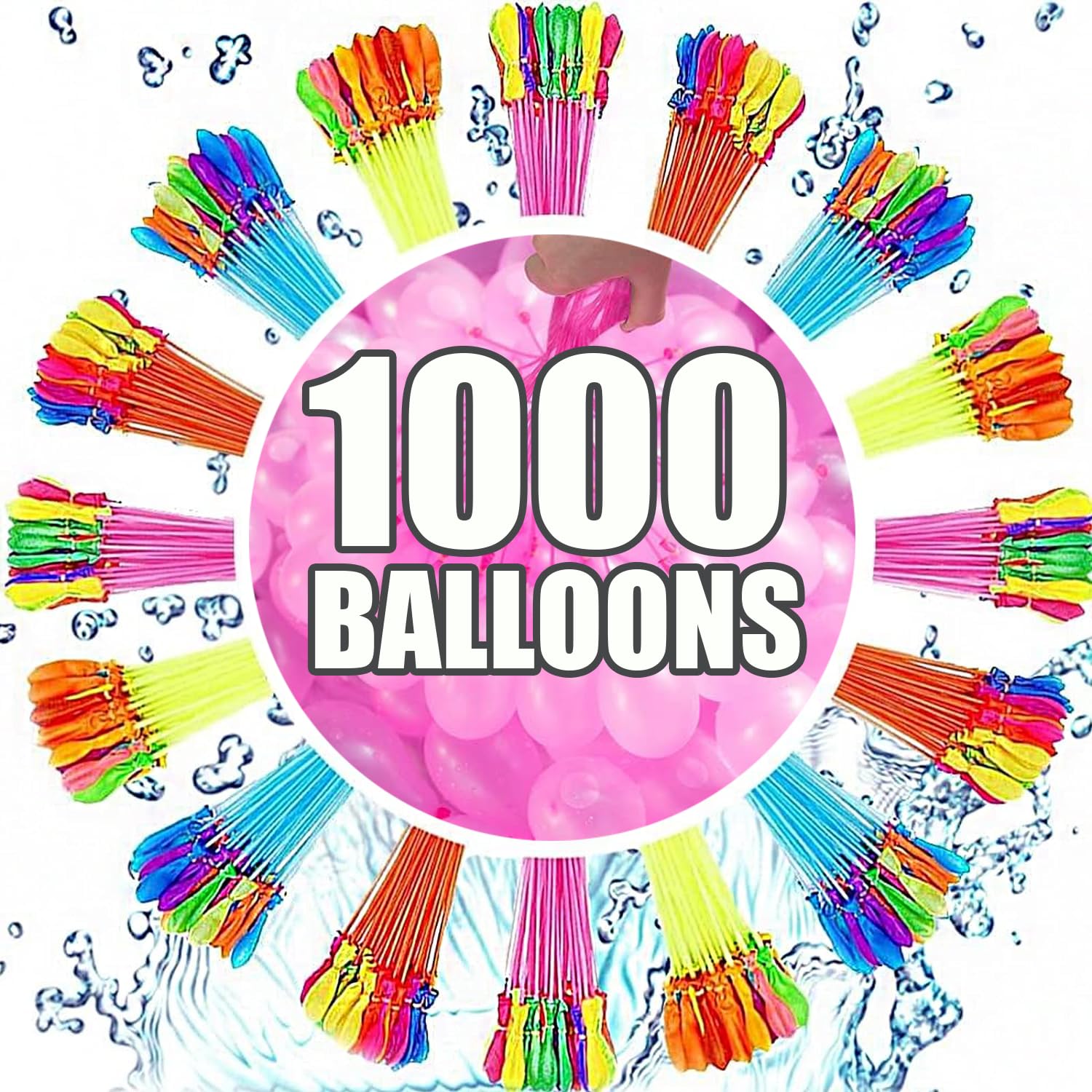 1000PCS Biodegradable Water Balloons - Quick Fill Colorful Splash Balloons for Summer Water Games, Pool Parties & Outdoor Fun - Eco-Friendly Water Bomb Toys for Kids & Adults