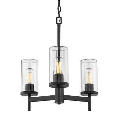 Kate 3-Light Black Matte Chandelier - Modern Ceiling Light Fixture for Dining Room, Bedroom & Living Room Decor