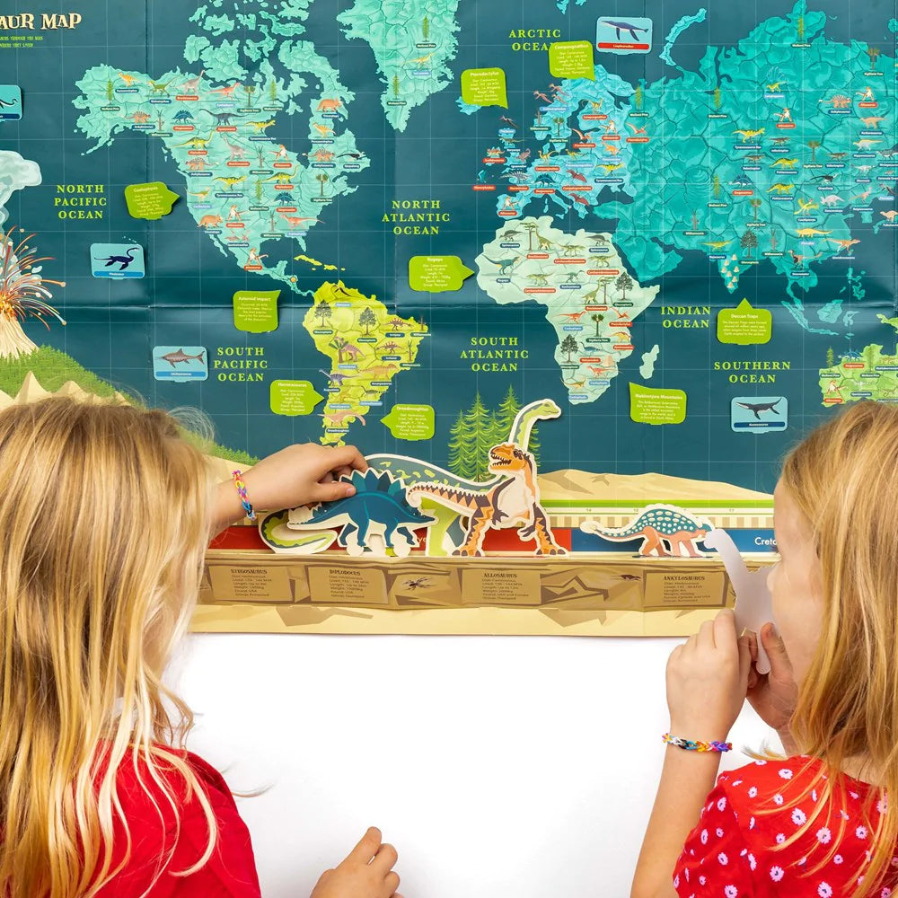 Dinosaur Timeline & World Map Kit - Create Your Own Prehistoric Adventure | Perfect for Kids' Educational Activities & Classroom Decor