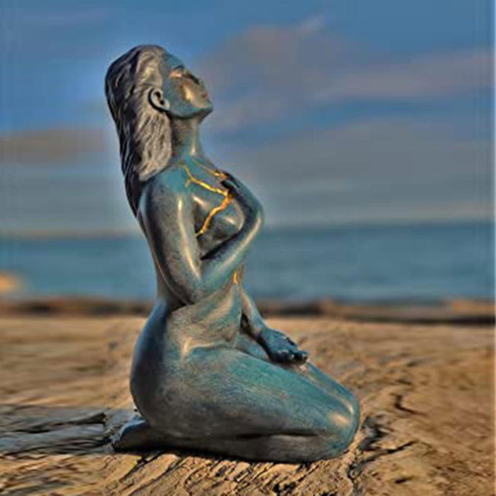 Goddess Sculpture for Self-Love & Healing - Handcrafted Jinjin Wood Statue, Meditation Altar Decor, Yoga Room Centerpiece, Spiritual Gift