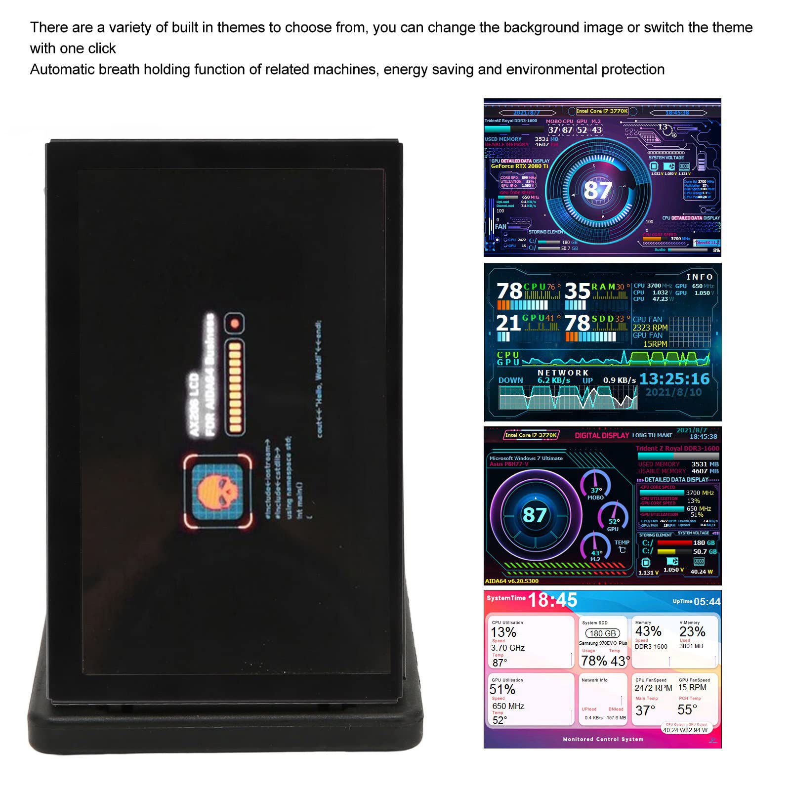 5 Inch IPS USB Mini PC Temperature Monitor - Bewinner Computer Sensor Panel Display for CPU, RAM, HDD Data Tracking | Compatible with Windows, Linux & Raspberry Pi | Perfect for Gaming Rigs, Workstations & Server Monitoring