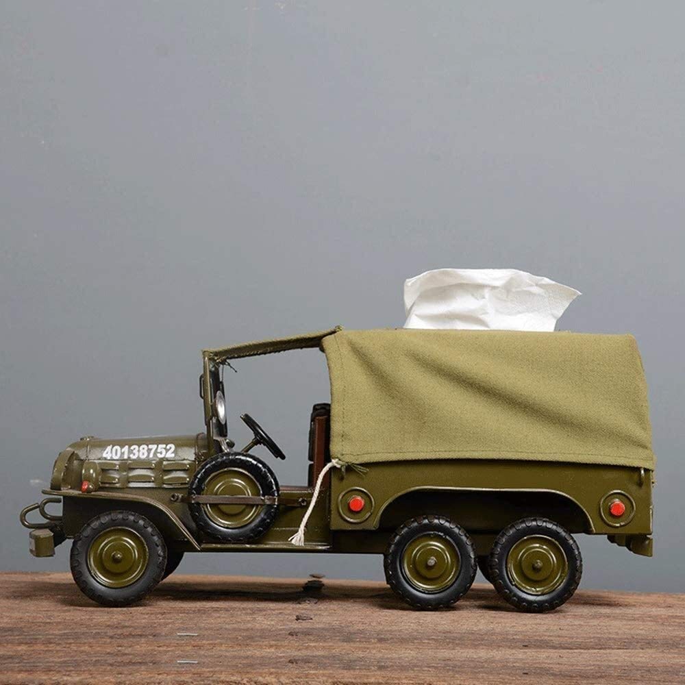 Vintage Industrial Iron Art Tissue Box Cover Holder - Decorative Truck Model for Home & Bathroom | Perfect for Living Room, Bedroom, or Office Desk Organizer