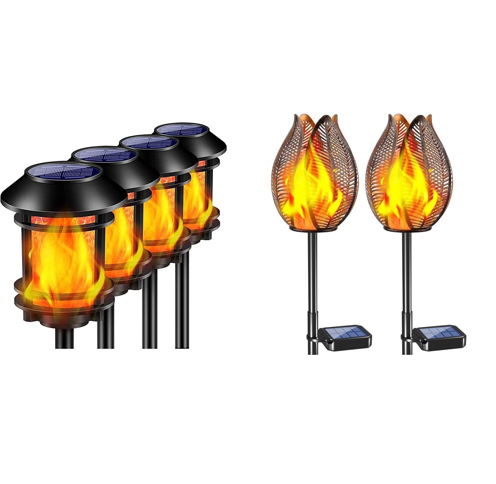 TomCare Solar Lights Outdoor - Waterproof Flickering Flame LED Garden Lights for Patio, Yard, Pathway - Decorative Landscape Lighting for Halloween, Christmas, Parties