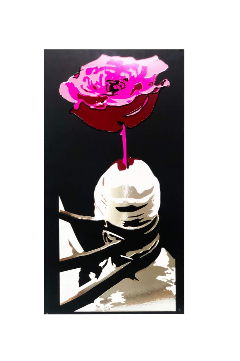 BDSM Wall Art - Dominatrix Inspired Rose & Penis Metal Vinyl Sticker for Home, Bedroom, or Patio Decor | Erotic Gothic Decor for Adult Spaces & BDSM Lovers