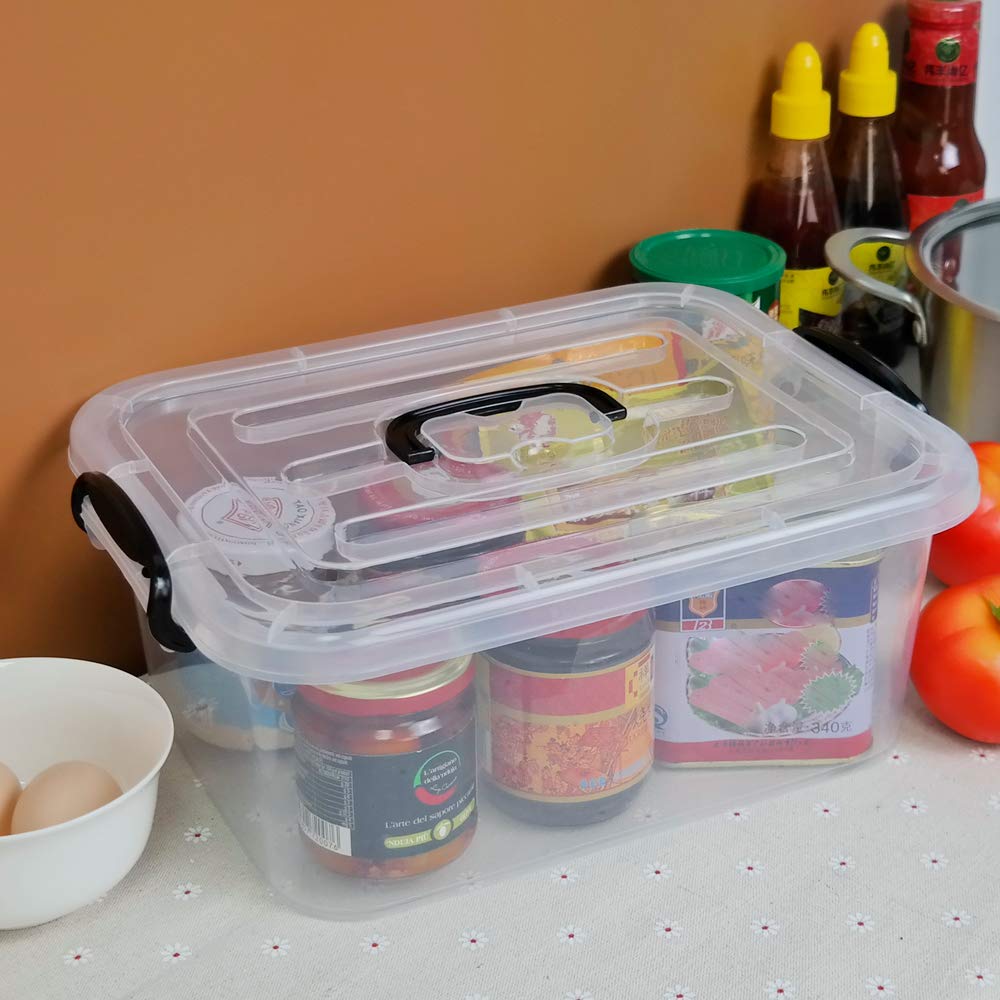 Idomy 8 Liter Plastic Storage Latch Box - Clear Stackable Food Containers with Secure Lids (2-Pack) - Perfect for Pantry Organization, Meal Prep & Home Storage Solutions