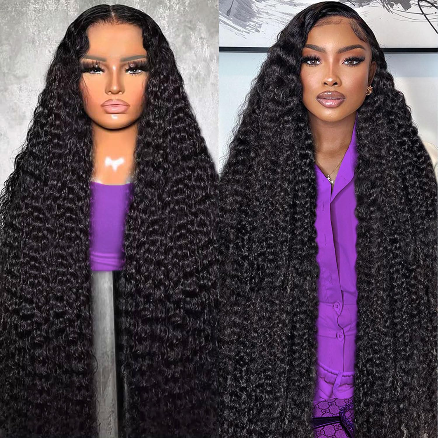 30 Inch 13x6 Lace Front Wigs Human Hair - 200% Density Deep Wave Glueless Wig with Pre-Plucked Hairline | Natural Looking Curly Human Hair Wigs for Women | Perfect for Daily Wear, Cosplay & Special Occasions