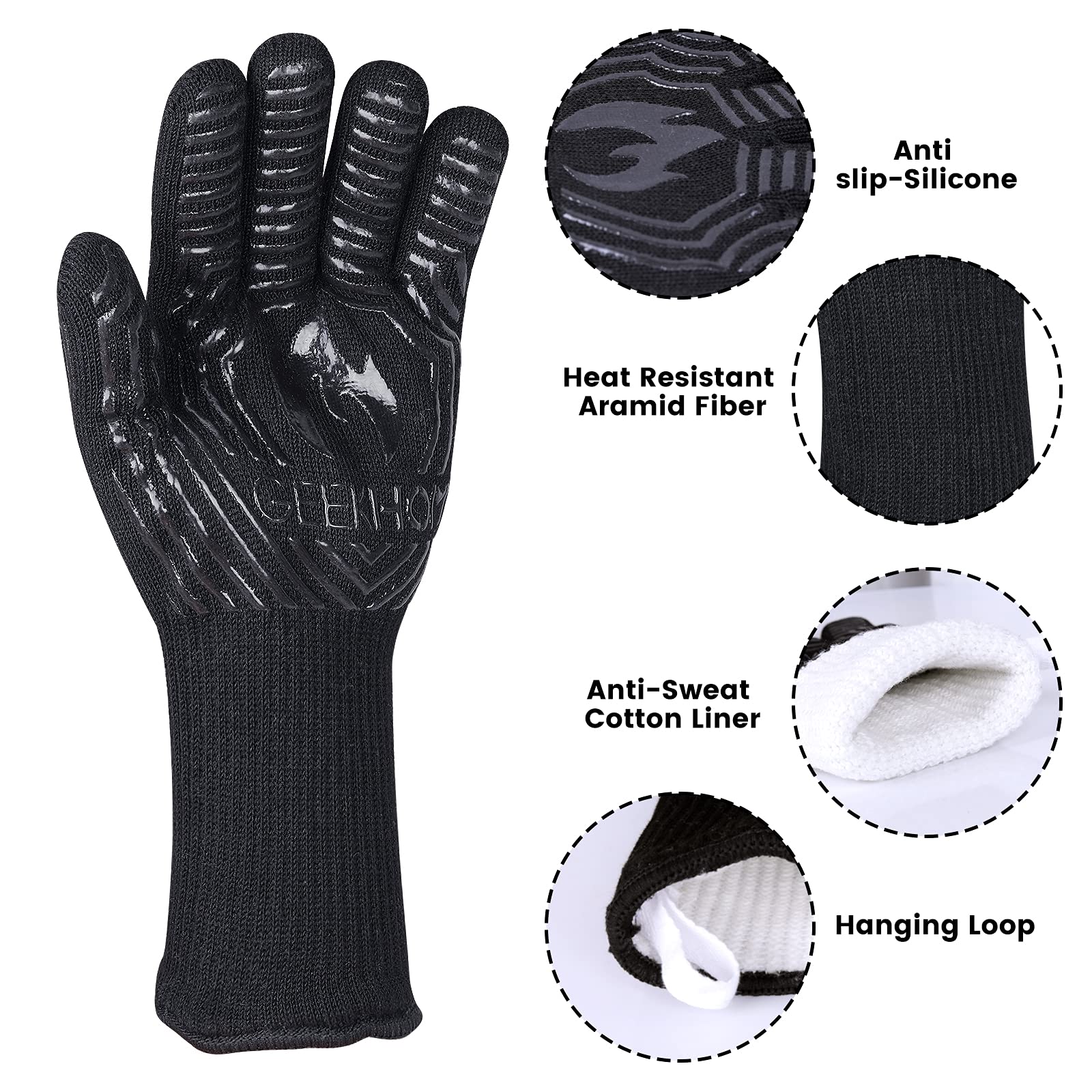 **GEEKHOM Heat-Resistant Silicone Spatula & Aramid Oven Gloves Set - Non-Melting, Flexible Kitchen Tools for Baking, Cooking, and Grilling**