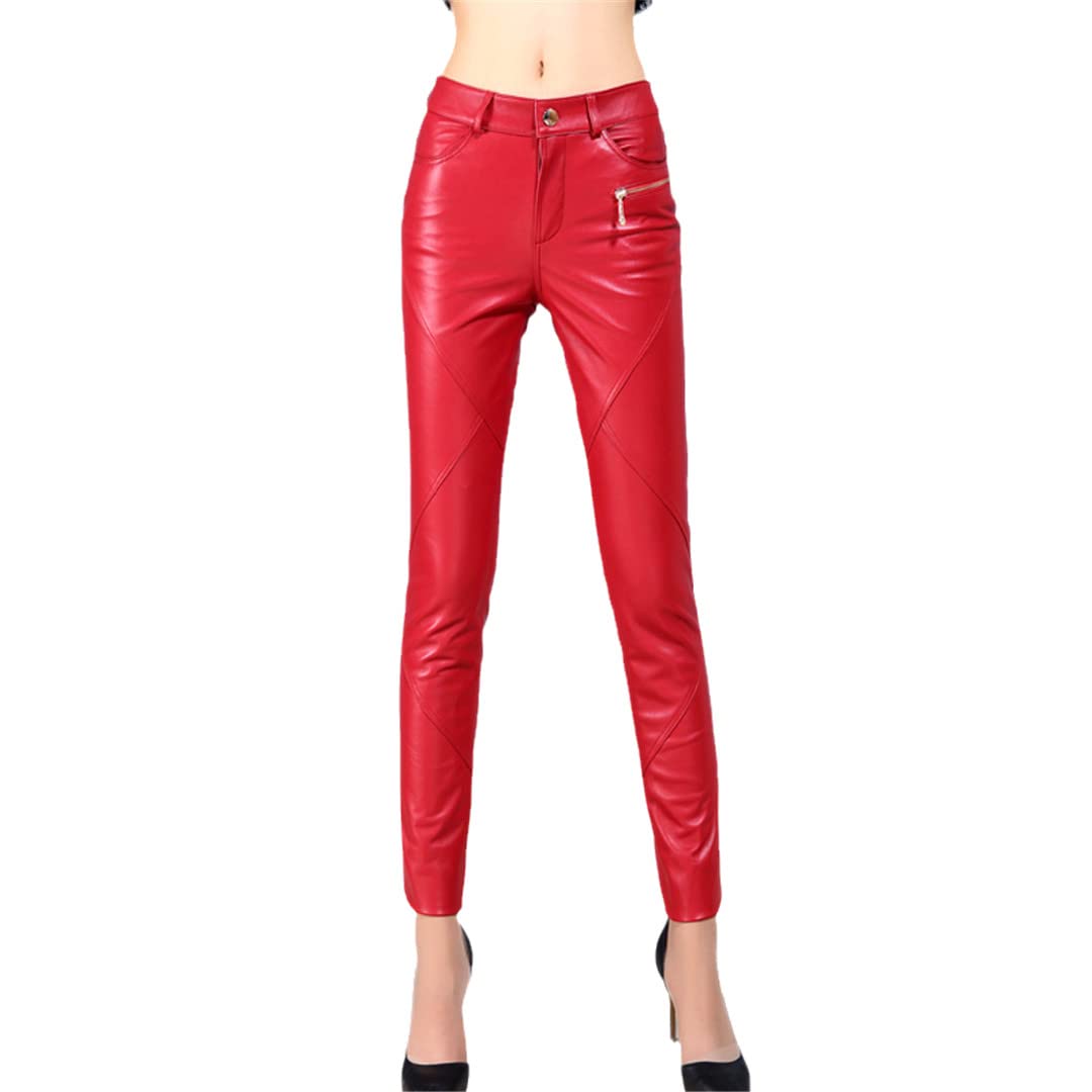 Women's Slim Fit Sheepskin Leather Pants for Spring & Fall - Skinny Leggings Style with Boot Cut for Office & Casual Wear | Perfect for Work, Dating & Night Out