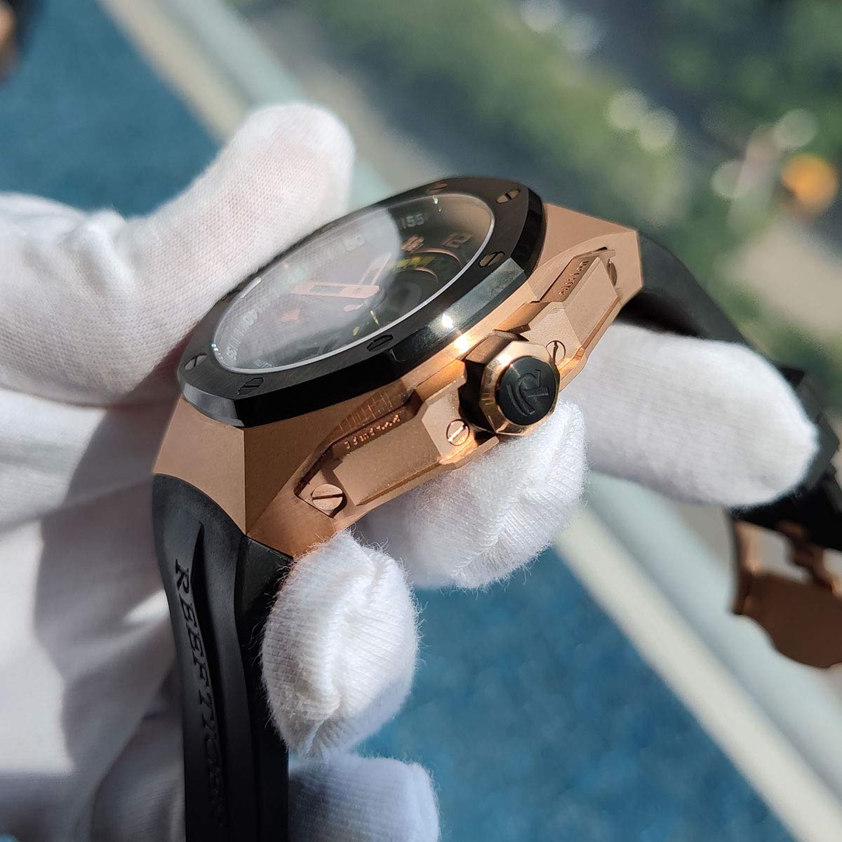 REEF TIGER Luxury Automatic Men's Watch - Rose Gold Sport Chronograph Mechanical Movement RGA92S7 | Perfect for Business, Casual Wear & Outdoor Activities