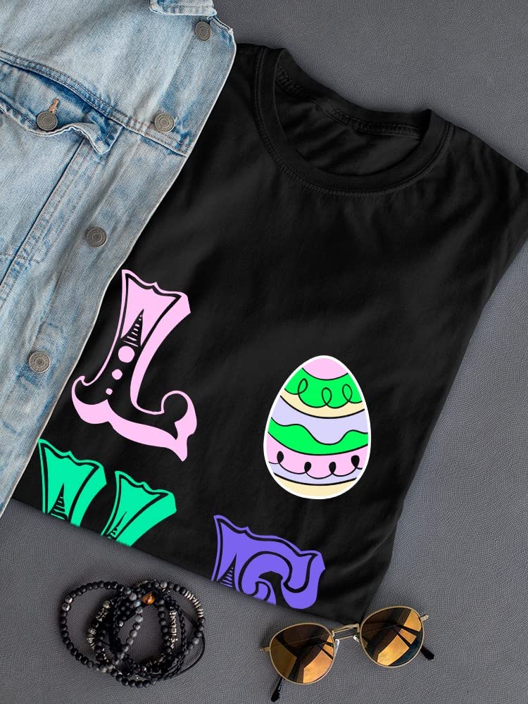 Easter Egg Love Graphic Women's T-Shirt - Cute Spring Floral Print Casual Tee for Easter Outfits, Date Night & Holiday Gifts