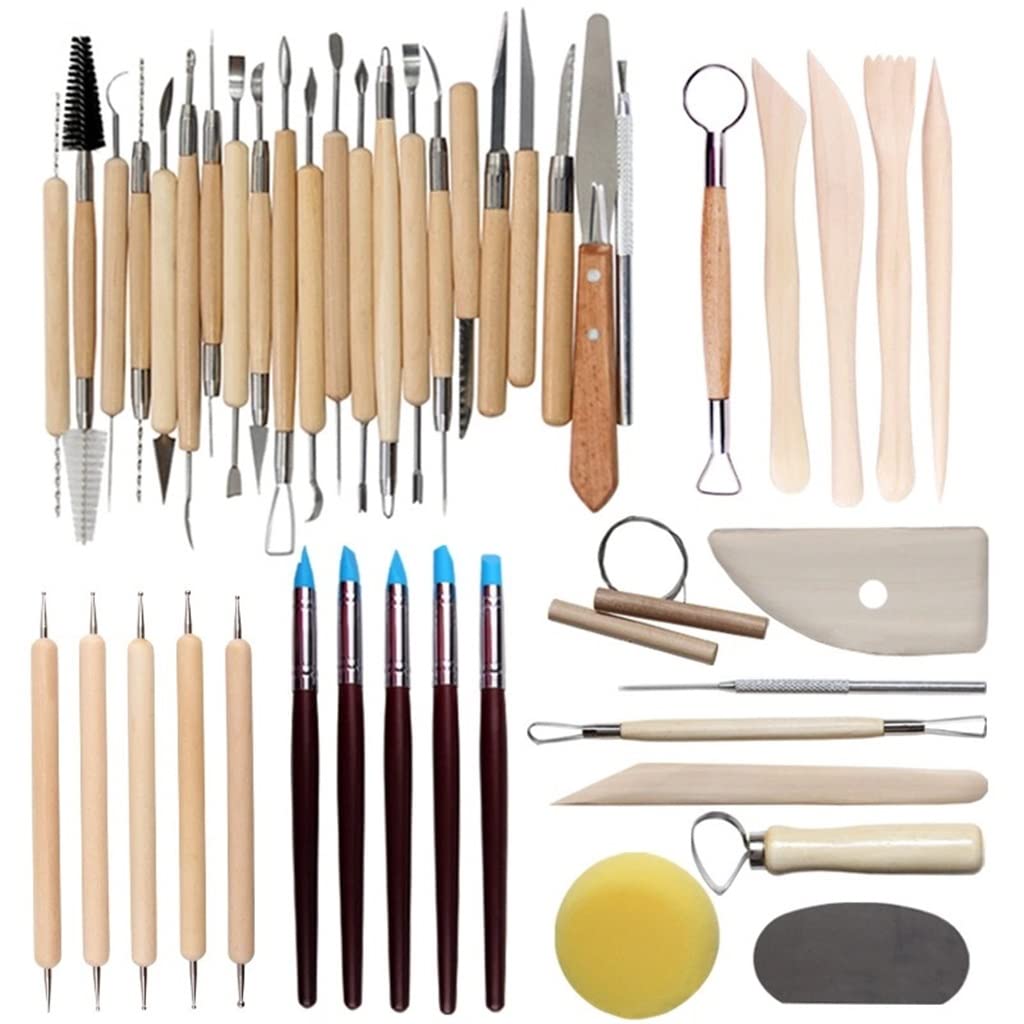 45pcs Polymer Clay Tools Set - ASLR Pottery Sculpting Kit with Smoothing Wax, Carving Shapers & Embossing Tools for Ceramic Modeling & DIY Crafts | Perfect for Pottery Making, Sculpture Art & Handmade Jewelry Design