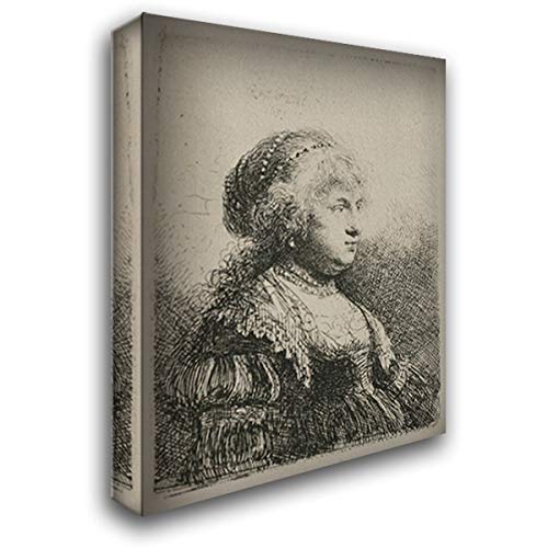 Rembrandt's Wife with Pearls in Her Hair - 20x24 Inch Gallery Wrapped Canvas Art Print - Famous Dutch Oil Painting Reproduction - Perfect for Living Room, Bedroom & Office Wall Decor