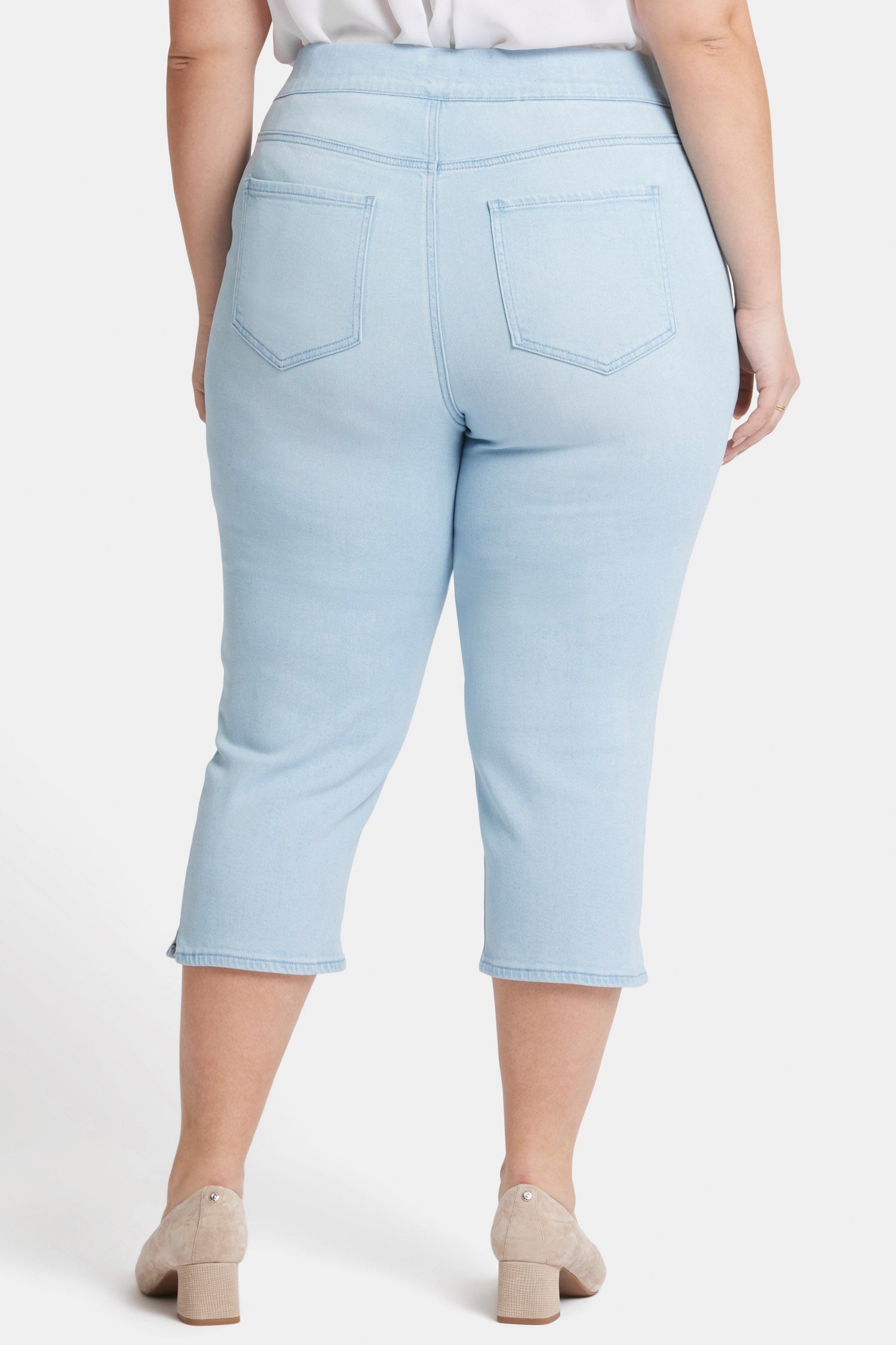 Dakota Crop Pull On Jeans for Women - Plus Size Stretch Denim Pants in Oceanfront Wash | Comfortable Casual Wear for Everyday Outfits