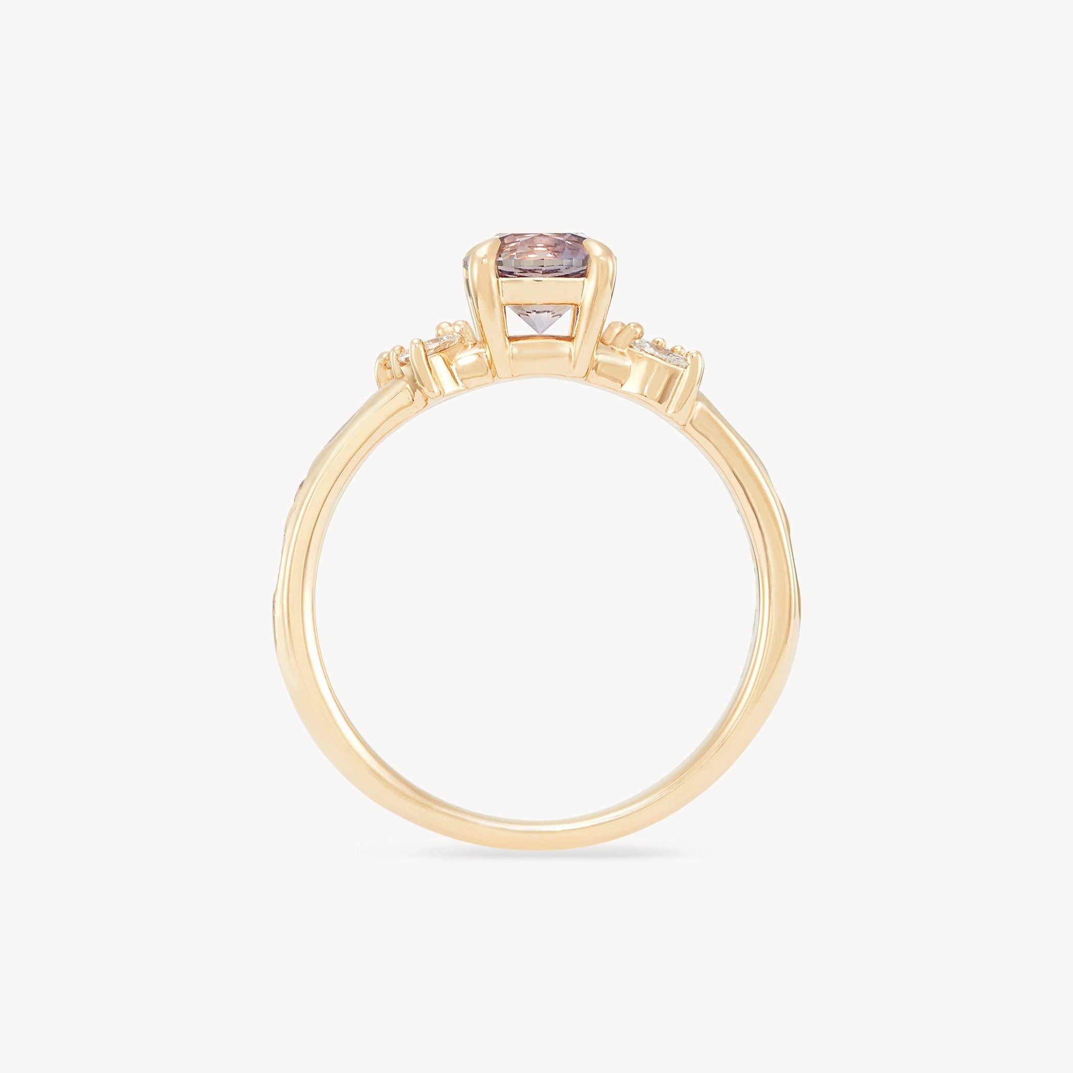 Unique 14K Yellow Gold Round Sapphire Blush Cascade Ring – Elegant Jewelry for Weddings, Anniversaries & Special Occasions