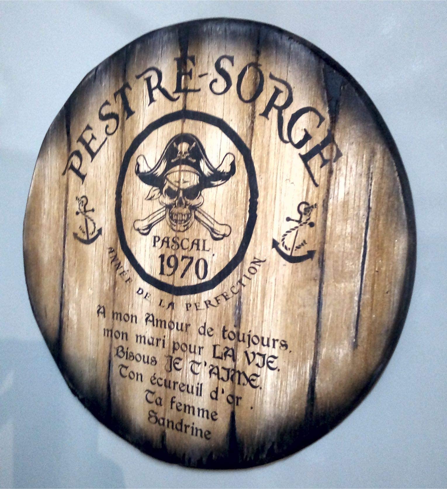 Custom Wooden Wall Sign Inspired by Old Rum Barrel Tops - Personalized Rustic Home Decor for Living Room, Home Bar, Man Cave & Kitchen - Handmade Wood Art for Unique Gifts & Cozy Spaces