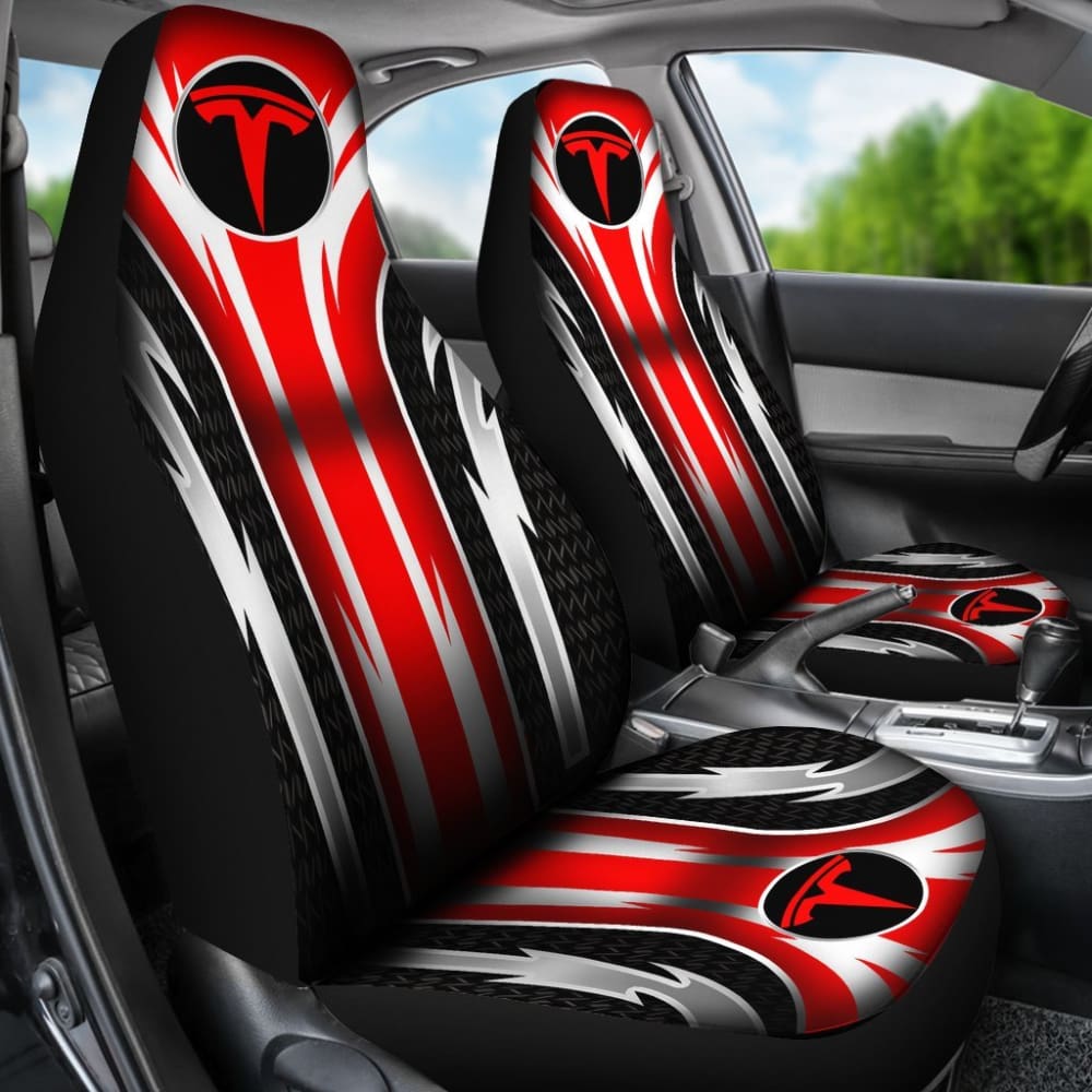 Premium Red Tesla Seat Covers for Model 3/Y/S/X - 2-Piece Front Set - Waterproof & Anti-Slip Protection - Perfect for Road Trips & Daily Commutes