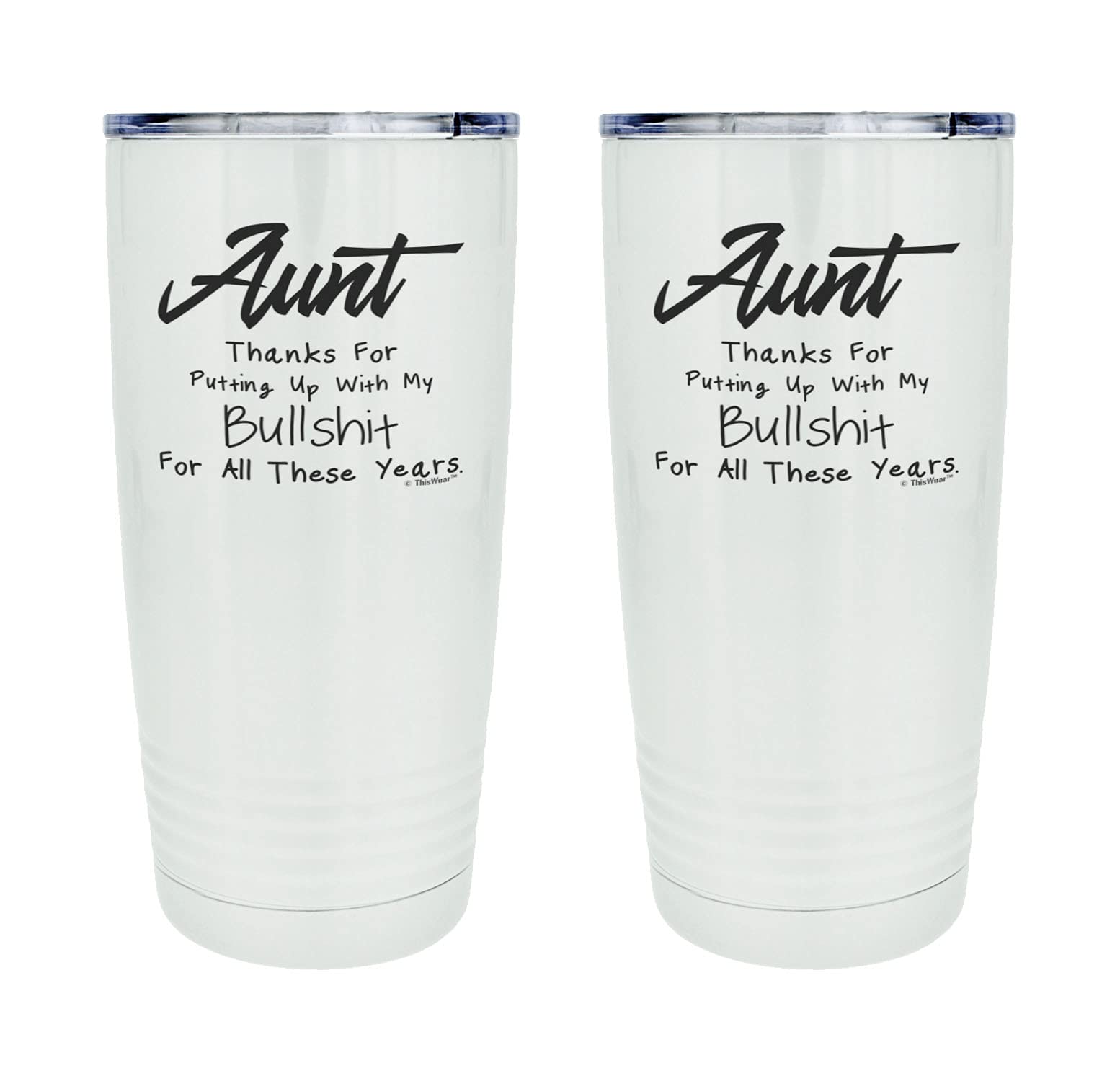 Best Aunt Ever Gifts - 2-Pack 20oz Stainless Steel Insulated Travel Mugs with Lid - Thoughtful Thank You Present for Aunts - Perfect for Coffee, Tea & Hot/Cold Drinks on the Go, Work Commute or Outdoor Adventures