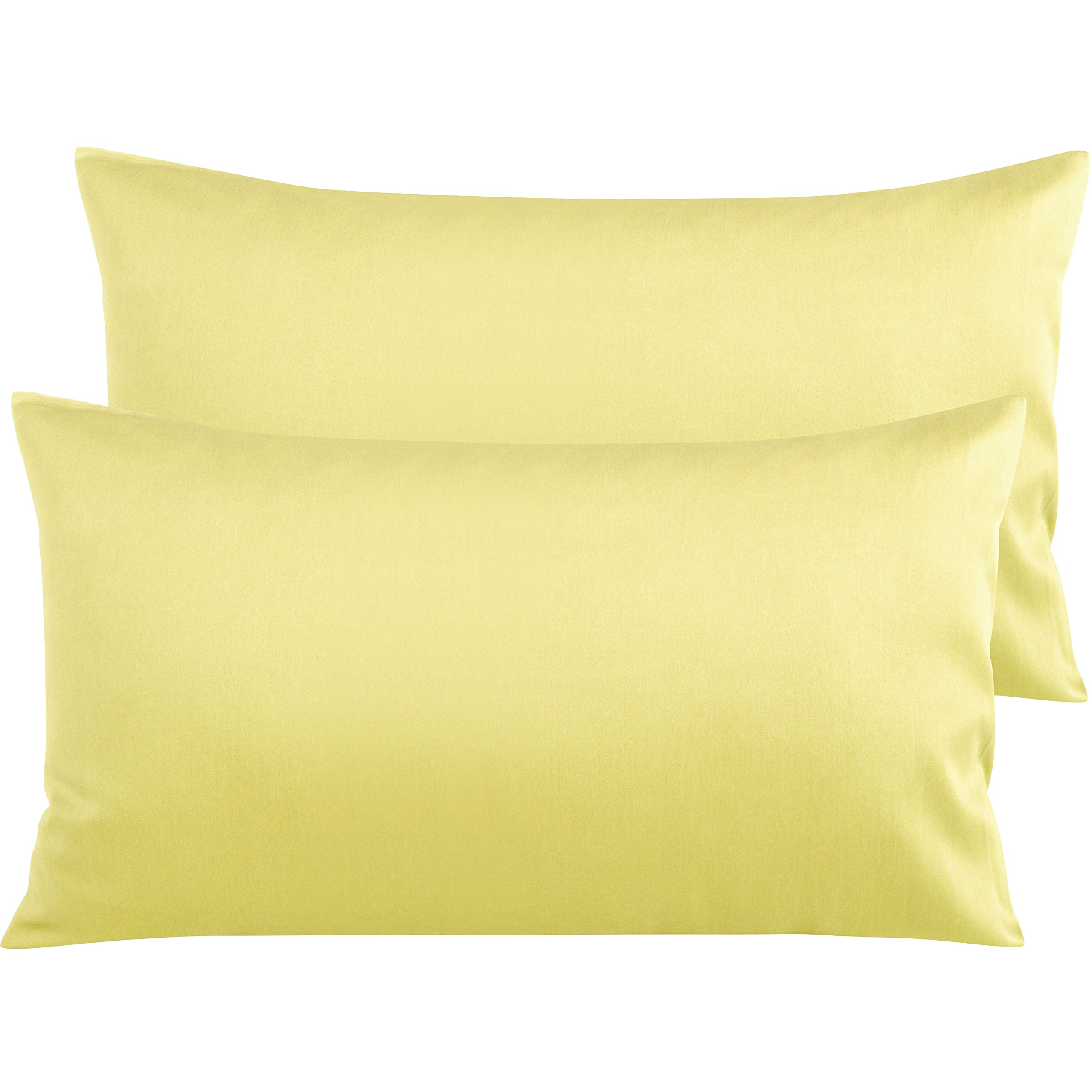 Premium Egyptian Cotton King Pillowcase Set of 2 - 500 Thread Count Soft & Breathable Envelope Closure Bed Pillow Covers 20x36 Inches - Mustard Yellow for Luxury Bedroom Decor & Hotel Style Comfort