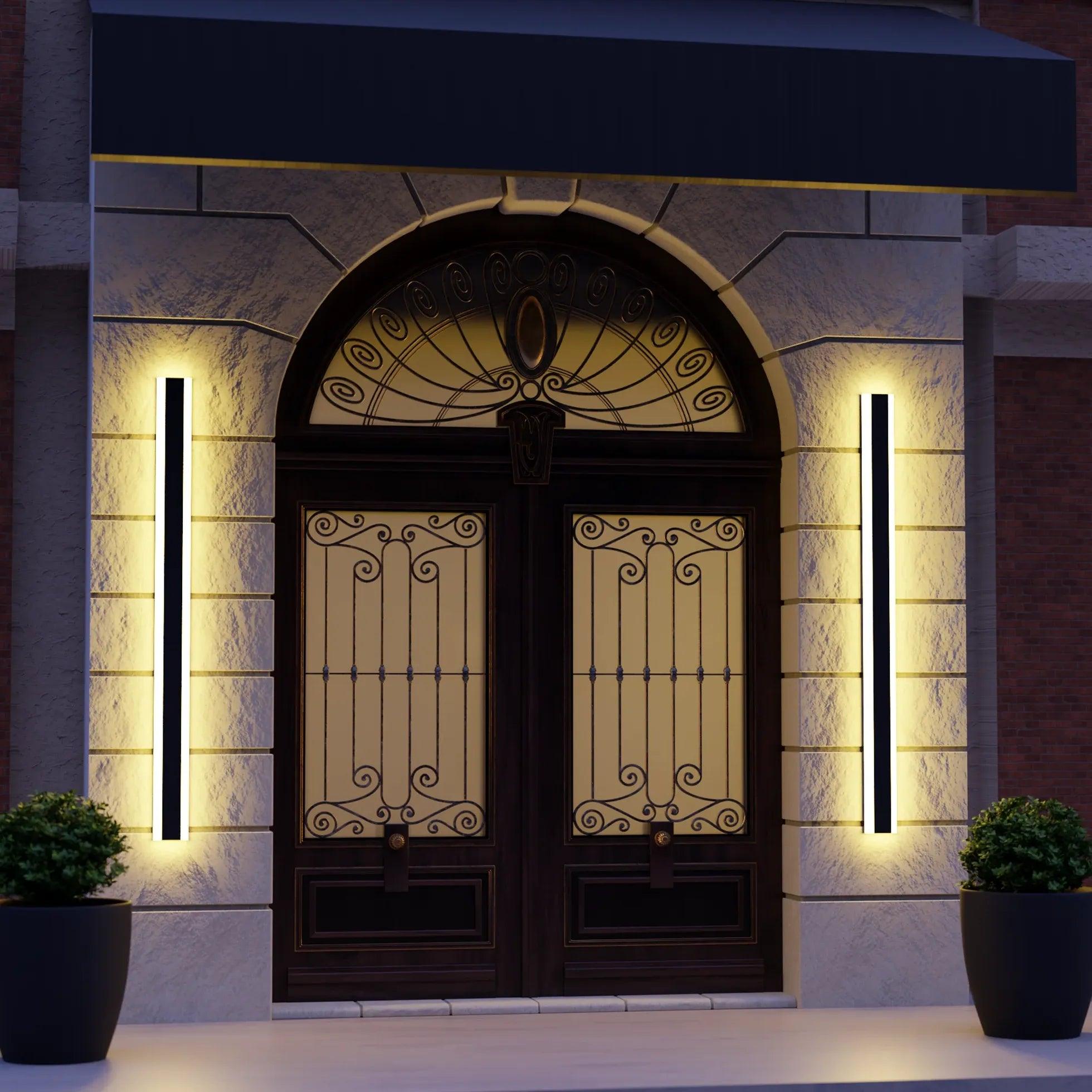 Modern Edge Outdoor Wall Light - Waterproof LED Exterior Sconce for Porch, Patio, Garden & Garage - Durable Aluminum Alloy Design with Motion Sensor (Black)