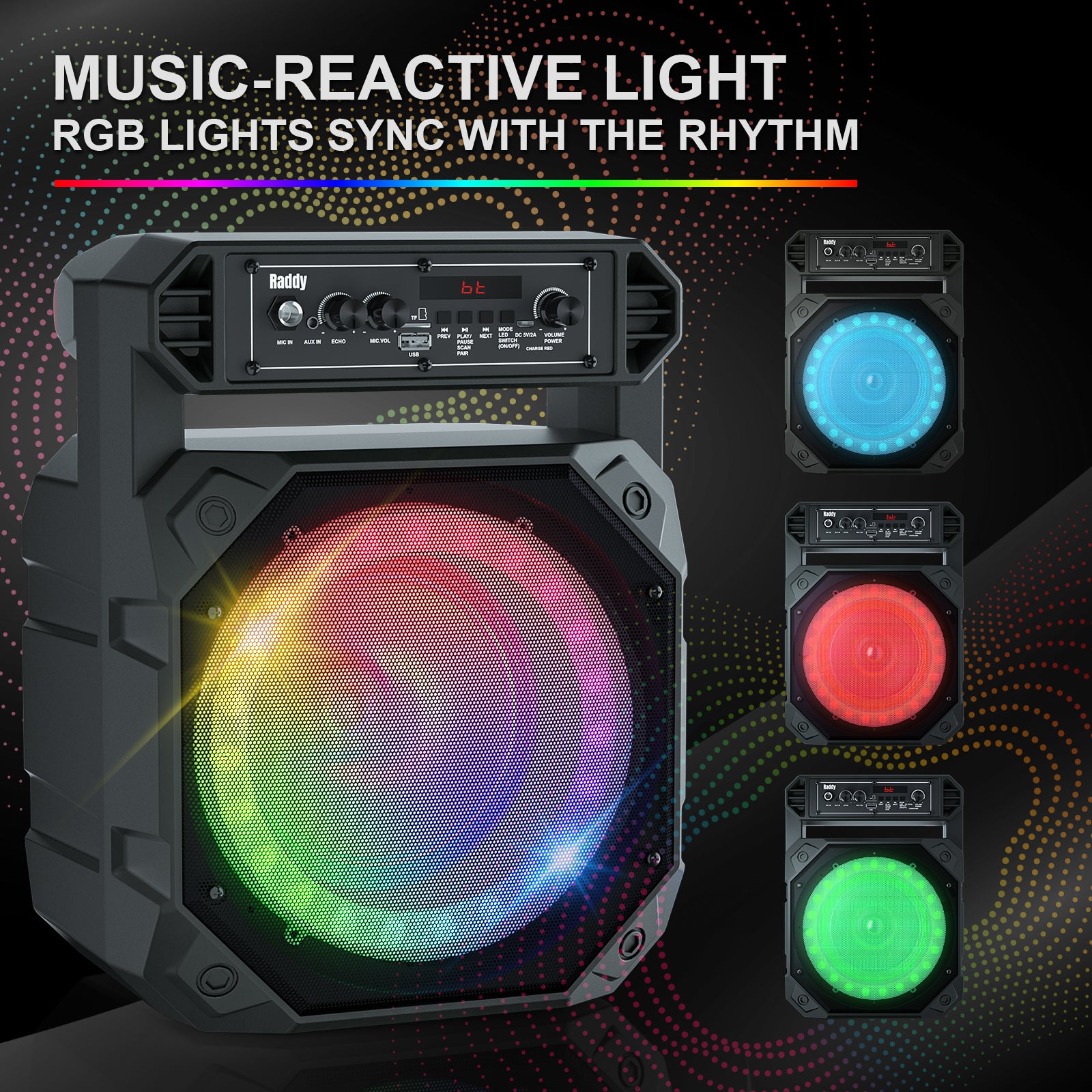 Raddy RS68 Portable Karaoke Machine with Bluetooth & Wireless Microphones - Rechargeable Speaker for Home Parties, Outdoor Gatherings & Travel Entertainment