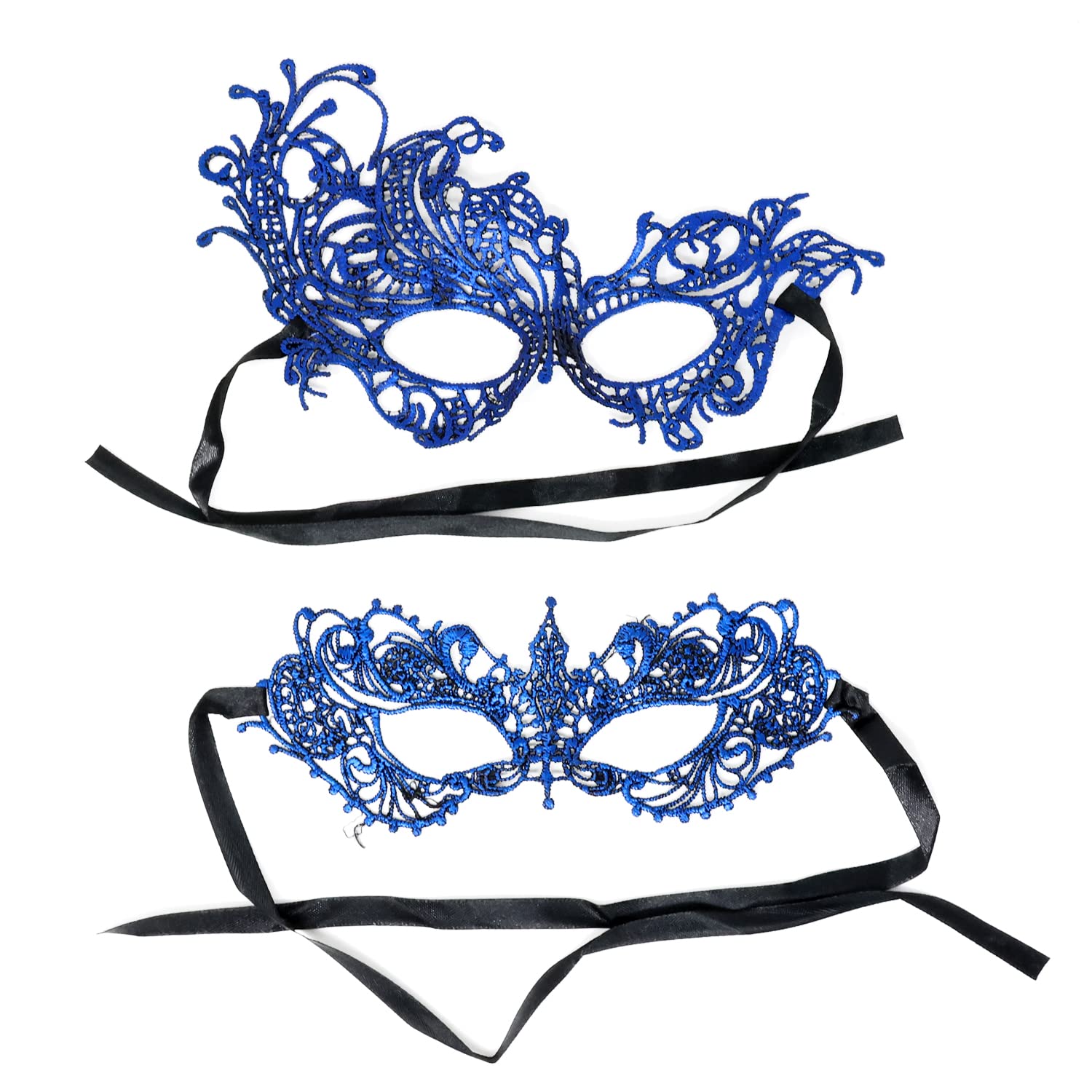 Honbay 2PCS Elegant Lace Masquerade Masks for Halloween Party, Prom Night, Costume Ball, Photo Shoot - Perfect for Mardi Gras, Cosplay and Themed Events
