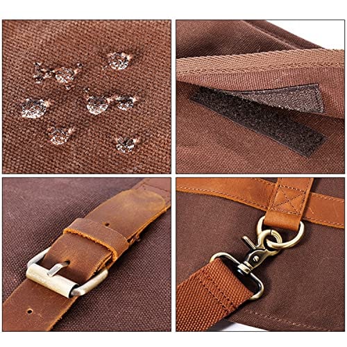 Beemojo Professional Bartender Tool Bag - Water Resistant Waxed Canvas with 16 Pockets & Adjustable Shoulder Straps - Genuine Leather Handles - Holds 33oz Bottles - Perfect for Mobile Bartending, Travel & Cocktail Making