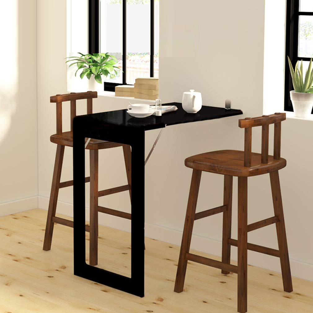 Floating Wall Mounted Folding Table - Space Saving Workbench, Laptop Desk, Kitchen Dining Table with Convertible Photo Frame & Chalkboard (Black) - Perfect for Small Apartments, Home Offices & Dorm Rooms