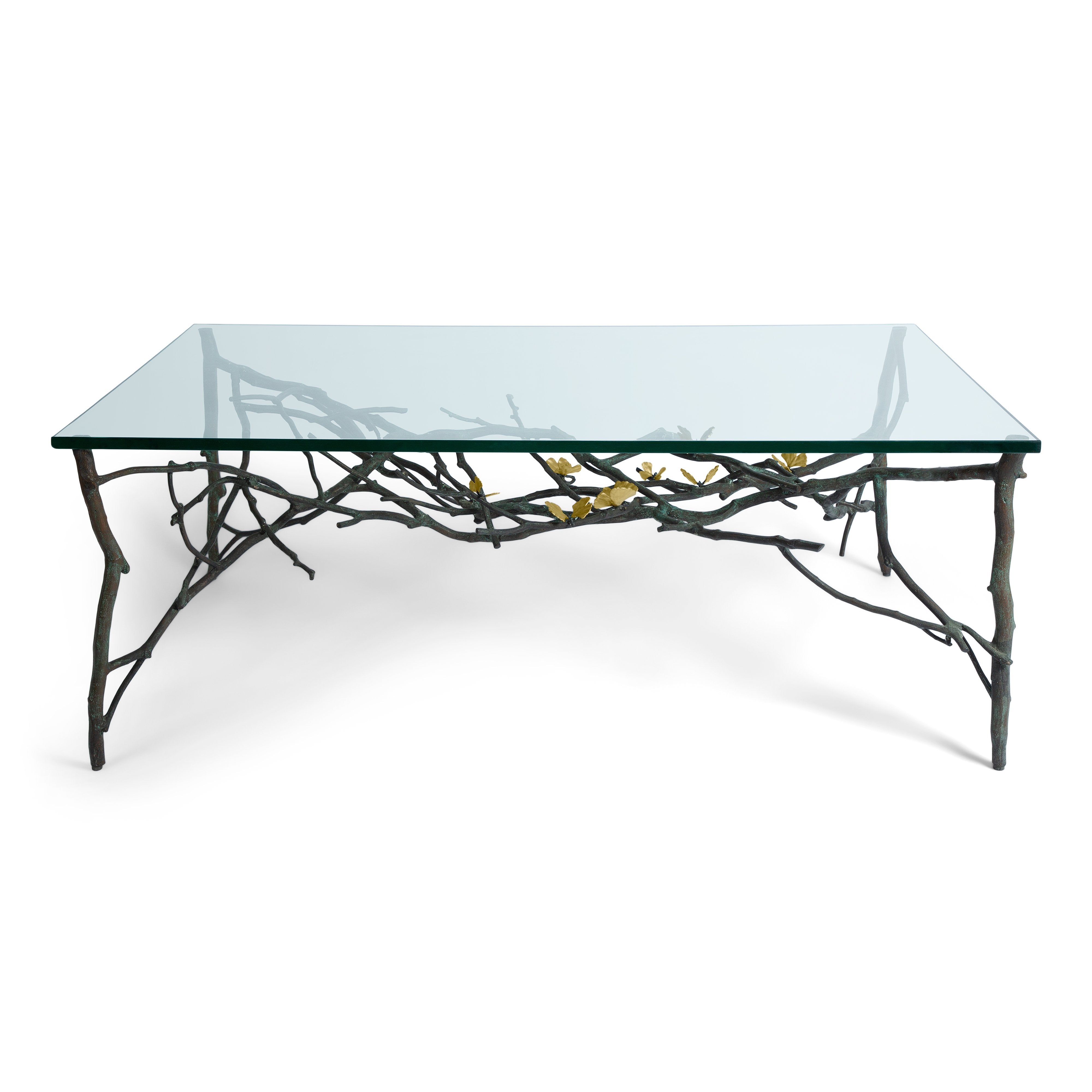 Modern Butterfly Ginkgo Coffee Table - Elegant Glass Top & Metal Base for Living Room, Office, or Lounge - Perfect for Home Decor & Entertaining Guests