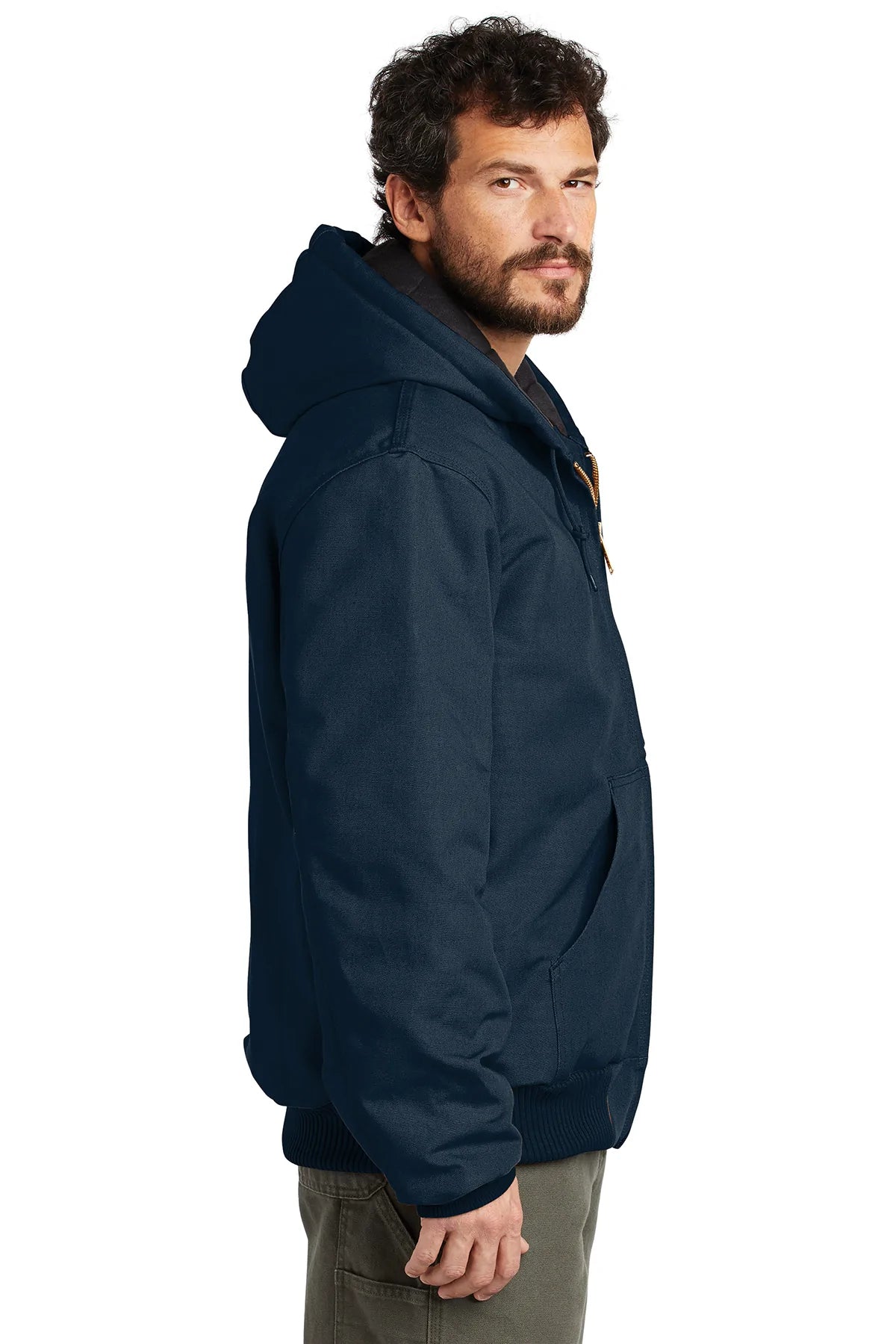 Carhartt Flannel Lined Duck Custom Jackets for Men - Dark Navy Workwear for Outdoor & Construction Use