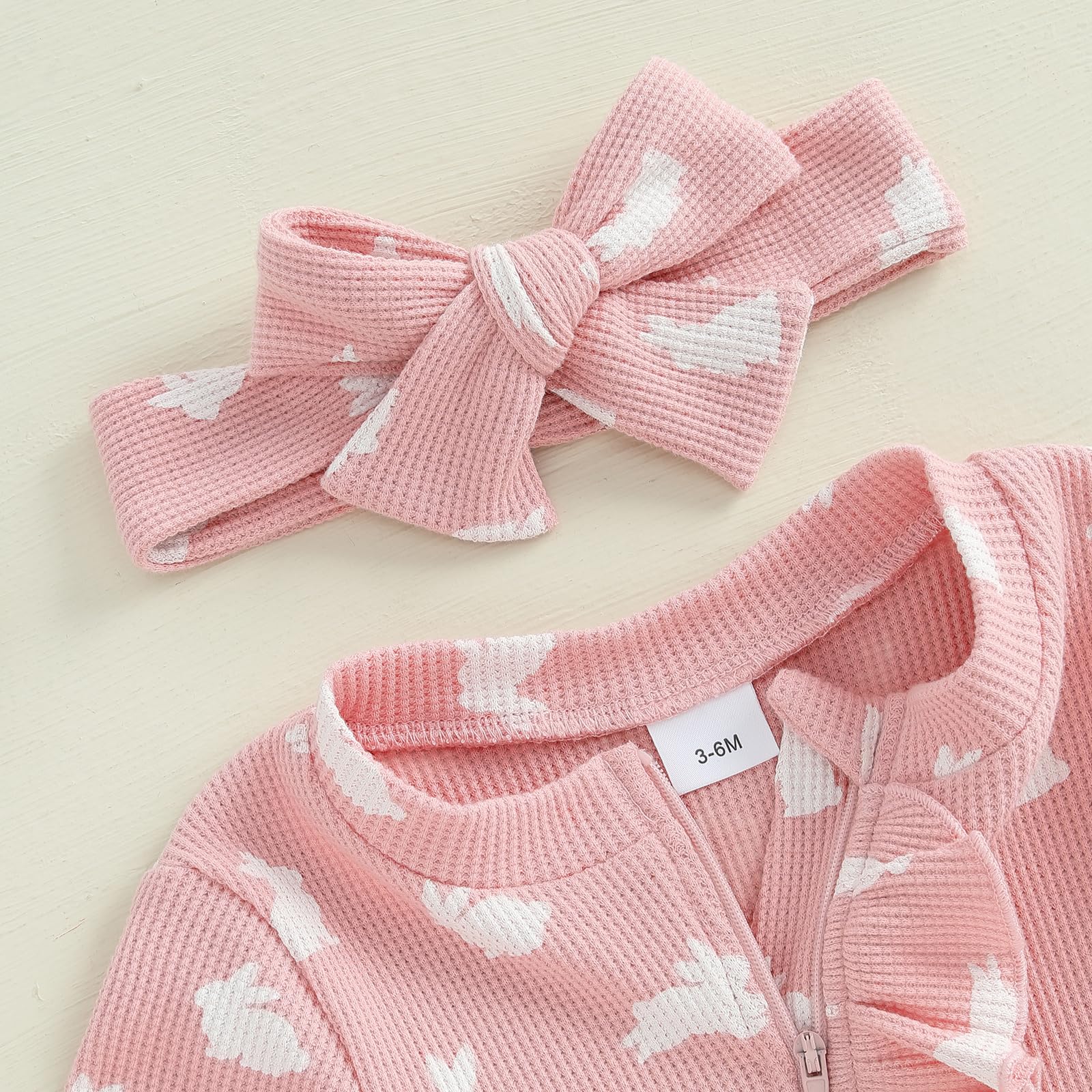 Valentine's Day Newborn Baby Girl Outfit - Heart Print Ruffle Romper Waffle Jumpsuit for Coming Home & Photo Shoots | Cute Valentine Gift for Infant Girls