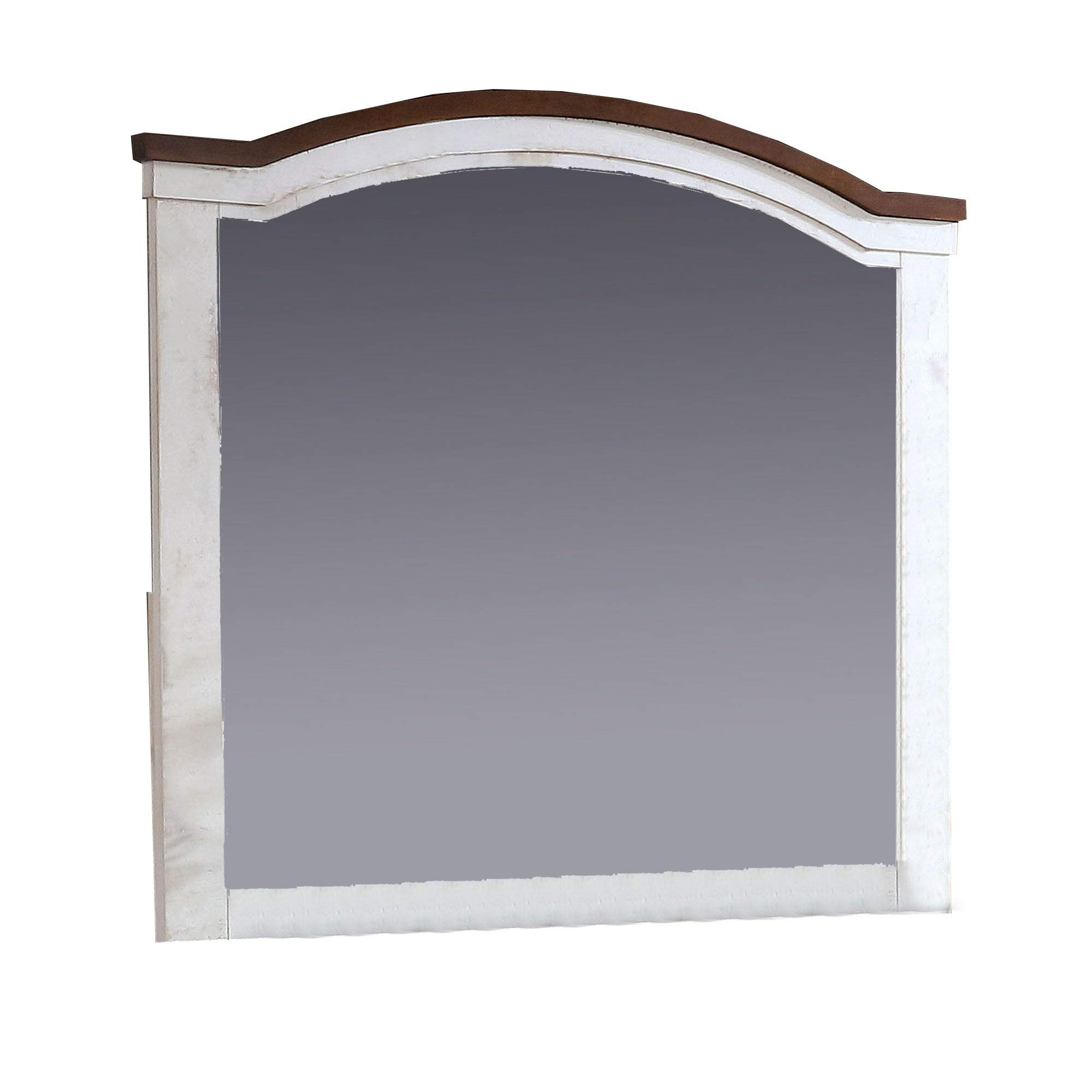 39 Inch Arched Top Wooden Frame Mirror - White Modern Contemporary Wall Mirror for Bedroom, Living Room & Entryway Decor