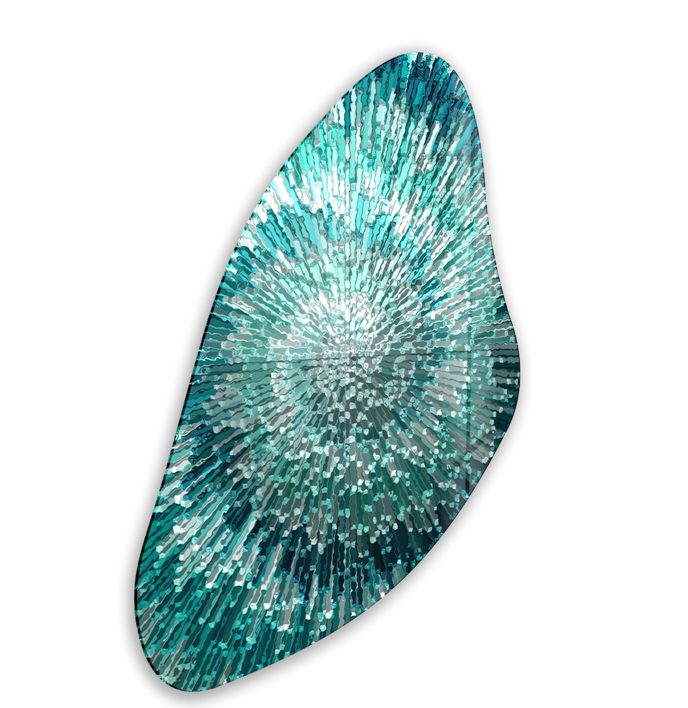Abstract Turquoise Aesthetic Glass Wall Art - Modern Home Decor for Living Room, Bedroom & Office - Handmade Blue Ocean Inspired Glass Panel for Unique Wall Design
