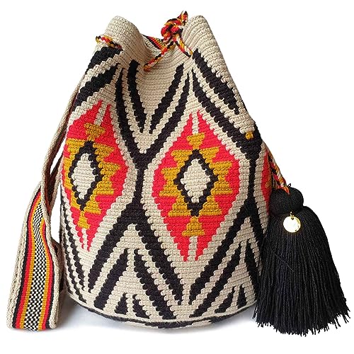 Fairtrade Large Wayuu Crochet Bag - Handmade Colombian Mochila Crossbody Purse for Women | Perfect for Beach, Travel & Everyday Use