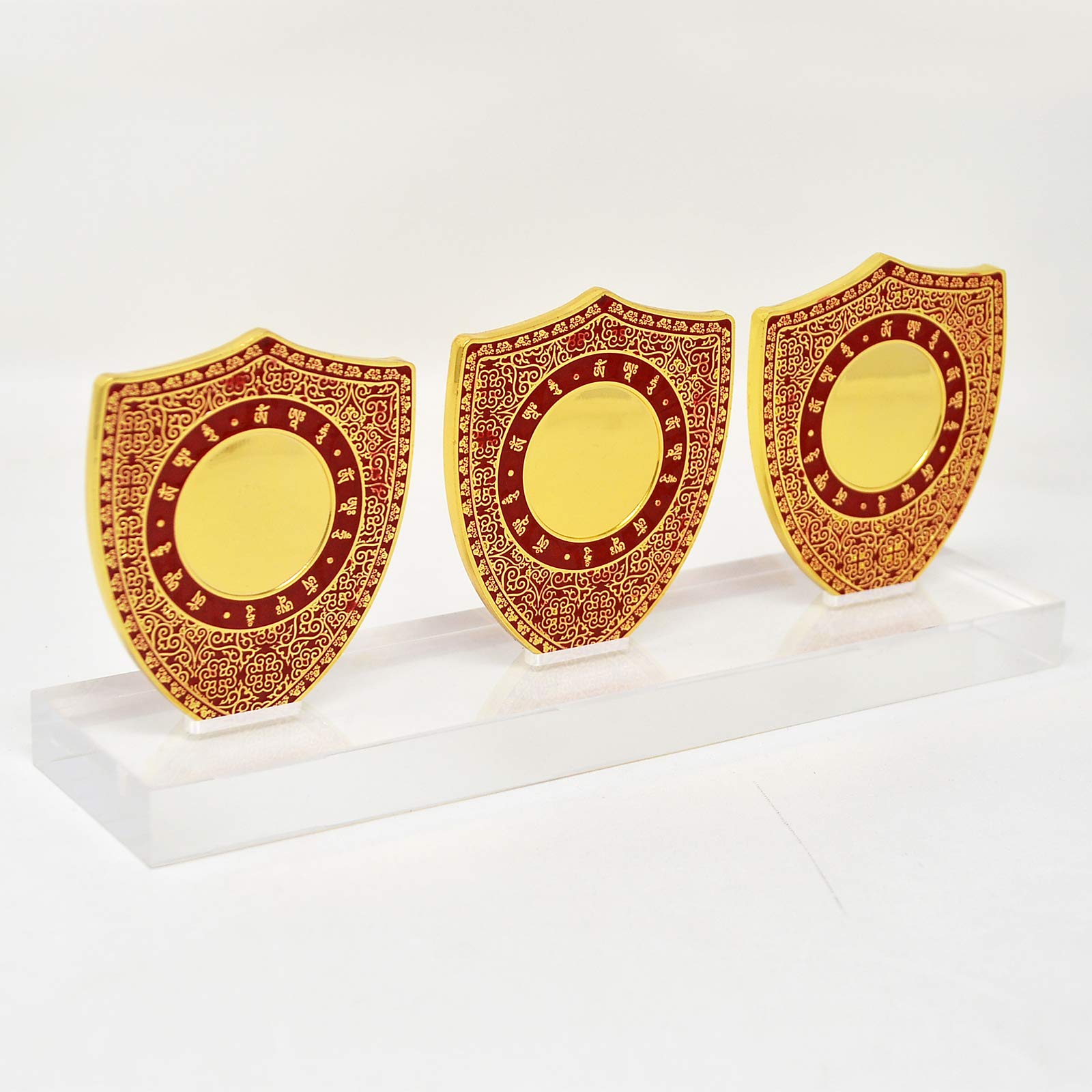 Feng Shui Red Shield Stand - Protection from 3 Killings (W4292) | Chinese Home Decor for Good Luck & Positive Energy | Perfect for Living Room, Office & Entryway