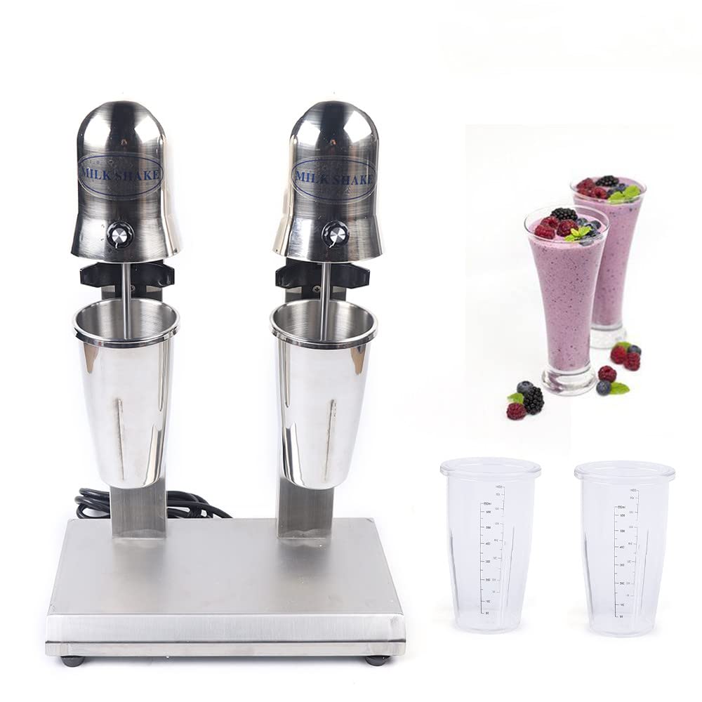 Commercial Electric Milk Shaker & Beverage Mixer - Stainless Steel Dual-Head Blender with Adjustable Speed (Style 4) - Perfect for Coffee Shops, Bubble Tea Stores & Smoothie Bars