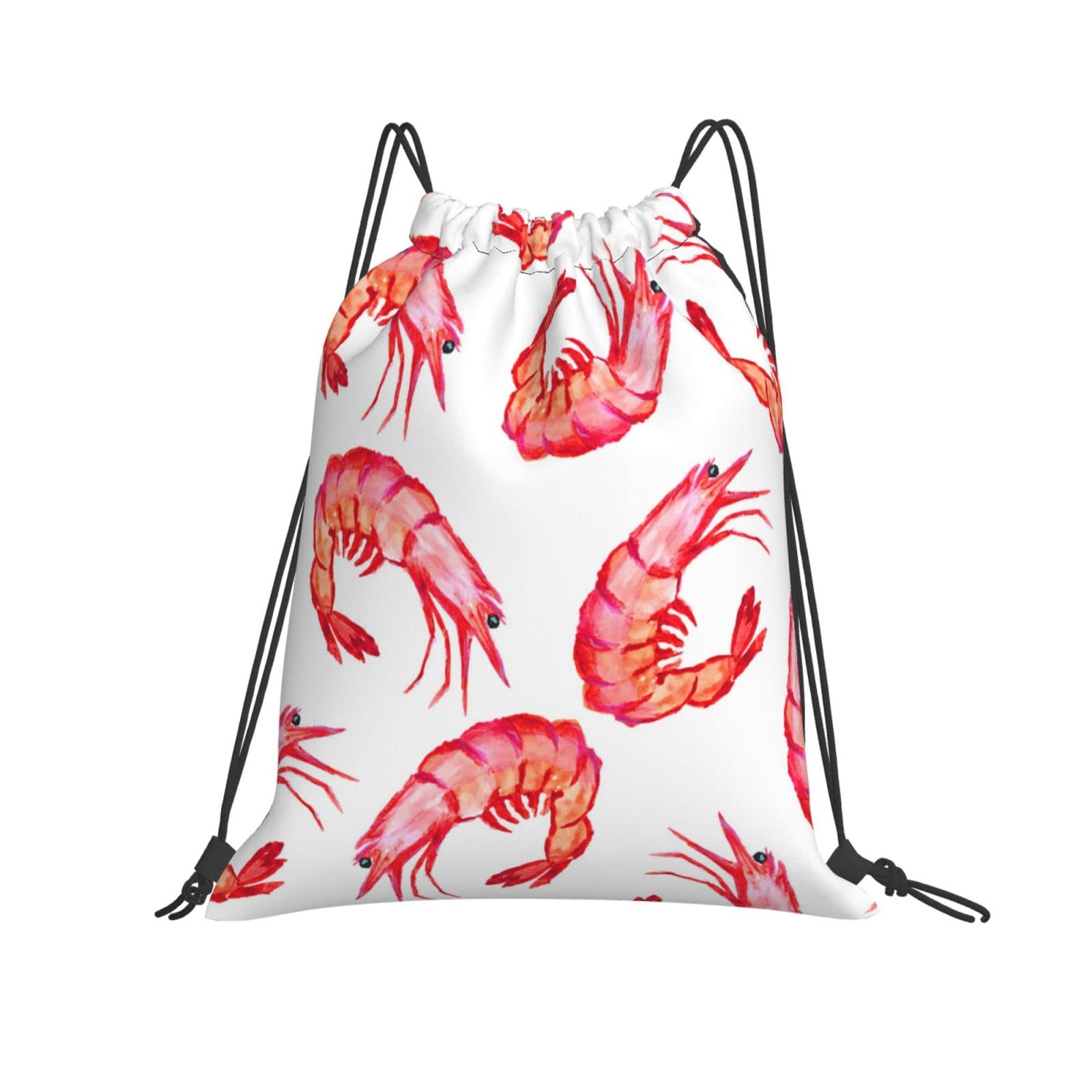 Waterproof Drawstring Backpack for Gym, Yoga & Travel - Lightweight Unisex Sports Bag with Shrimp Painting Design - Perfect for Workout, Beach Day & Shopping