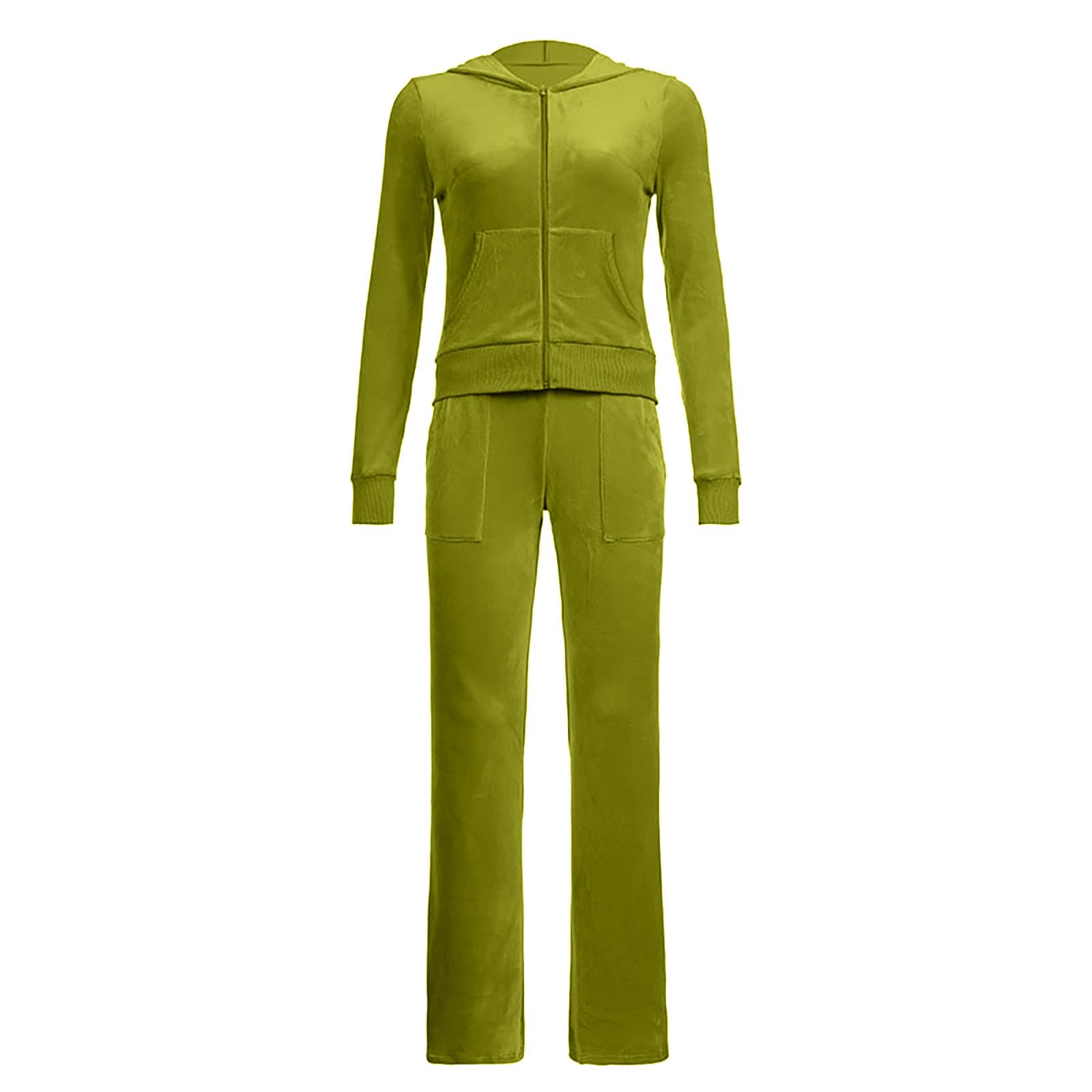 Stylish Women's 2-Piece Lounge Set - Zip-Up Hooded Sweatshirt & Pants in Soft Velvet Fabric | Cozy Casual Outfit for Home, Travel & Relaxation | Fashionable Comfort Wear
