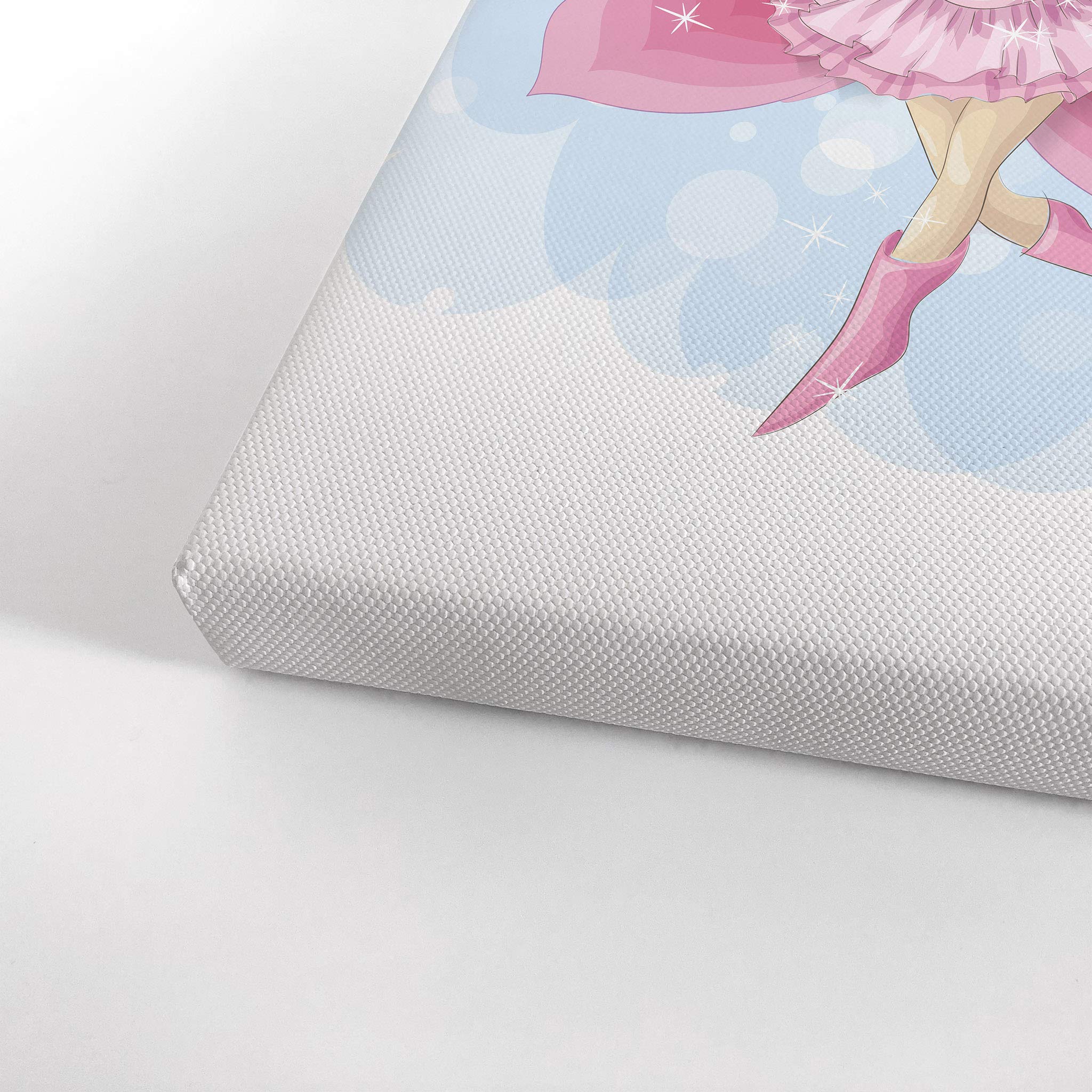 Cute Blonde Pink Dressed Fairy Girl Canvas Print - Smile Art Design Kids Room Decor, Nursery Wall Art (36x24 Inch, Ready to Hang, Made in USA) - Perfect for Baby Girl's Bedroom, Playroom & Children's Space Decor