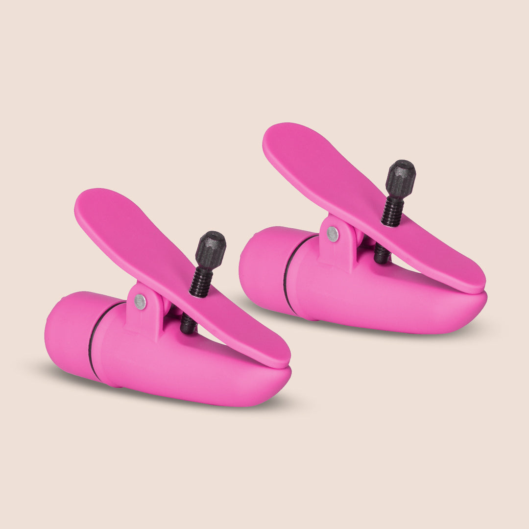 Nipple Play® Nipplettes® Vibrating Nipple Clamps - Adjustable & Rechargeable for Sensual Play, Couples Intimacy & BDSM Exploration
