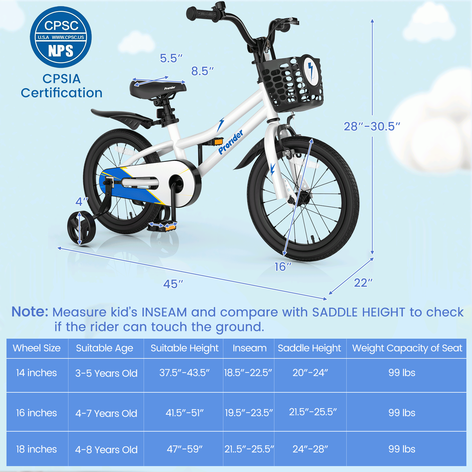 16 Inch Kids Bike with Removable Training Wheels - White Children's Bicycle for Boys & Girls Ages 3-6 - Perfect for Neighborhood Rides, Park Adventures & Learning to Cycle