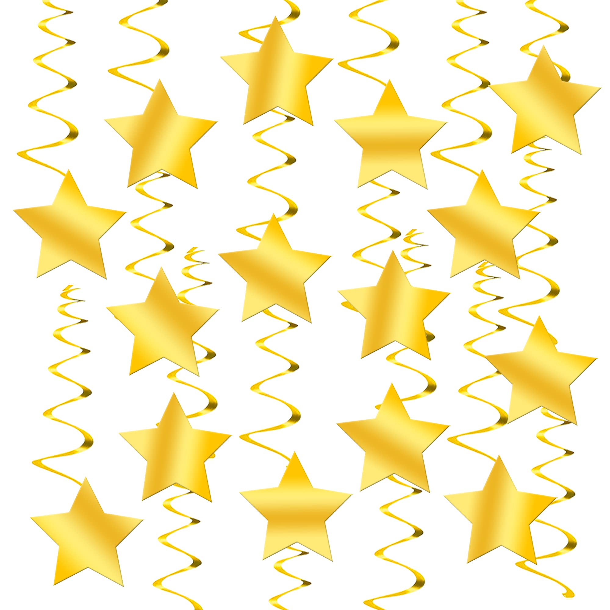 KatchOn Gold Star Hanging Swirls - Pack of 30 | Premium Graduation Party Decorations for Class of 2025 | Shimmering Hanging Stars for Ceiling & Wall Decor | Perfect for Graduation Ceremonies, Birthday Parties & Special Events